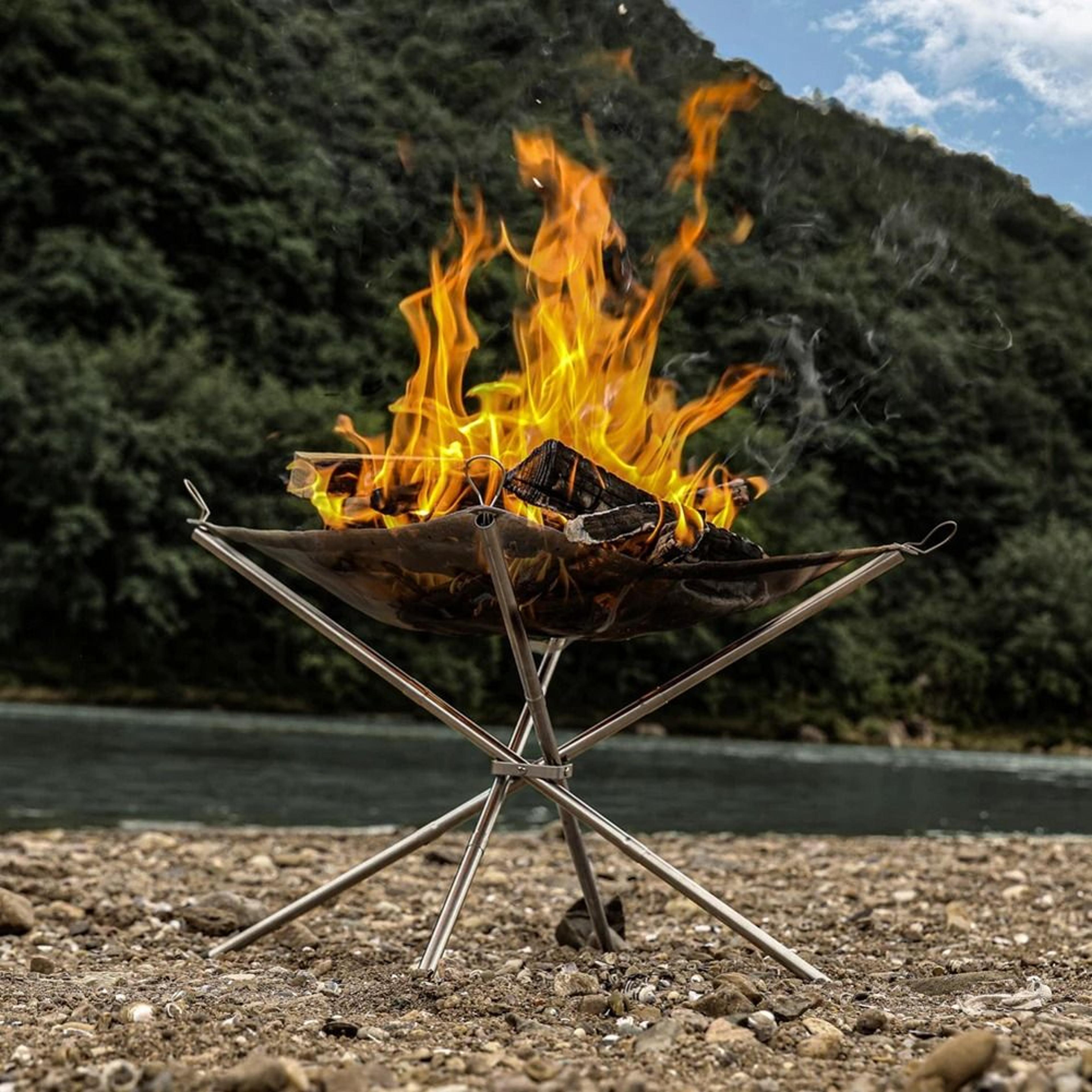 Portable Camping Fire Pit Grill Foldable Stainless Steel Fire Frame 5