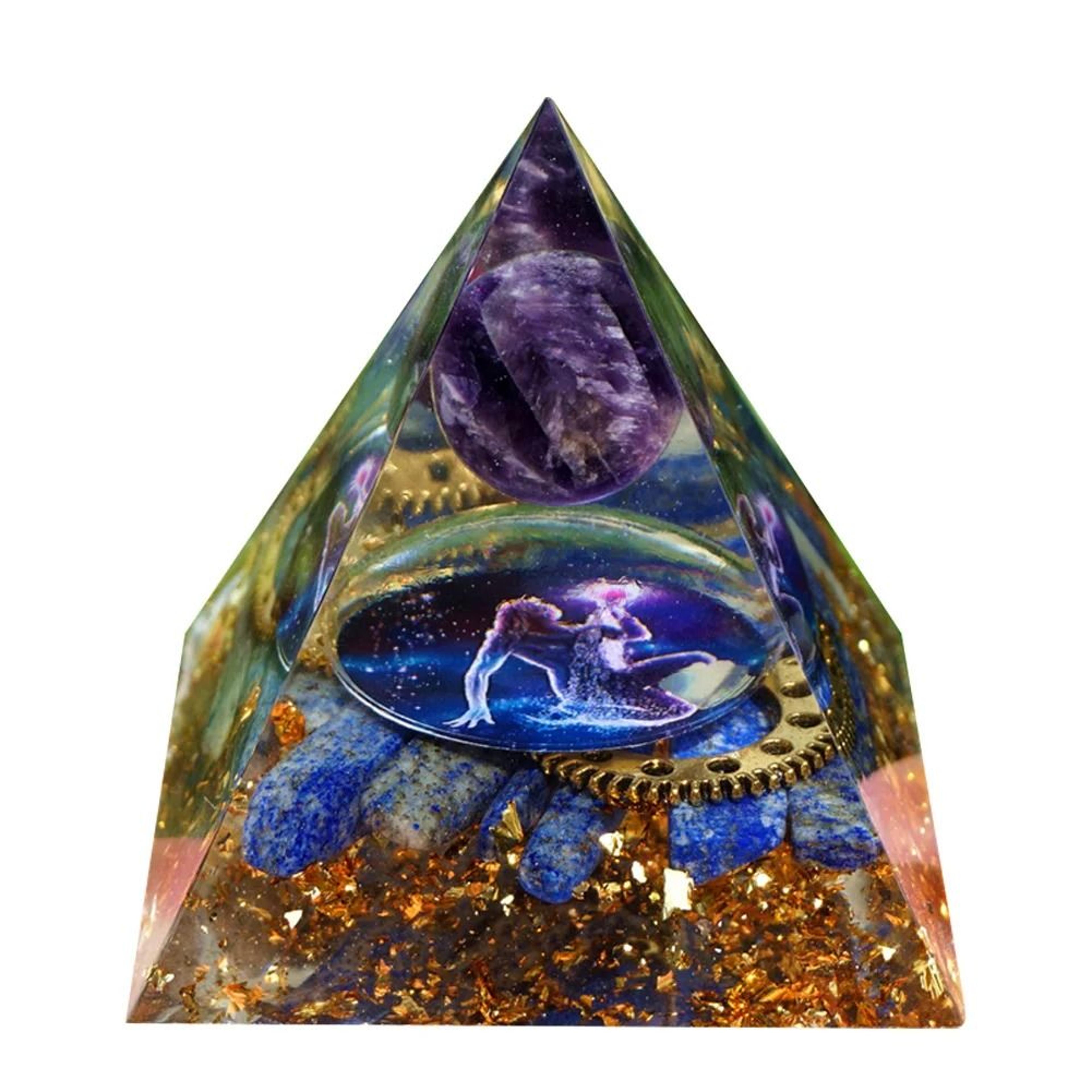 Handmade Orgonite Pyramid Natural Amethyst Crystal Energy Decor 15