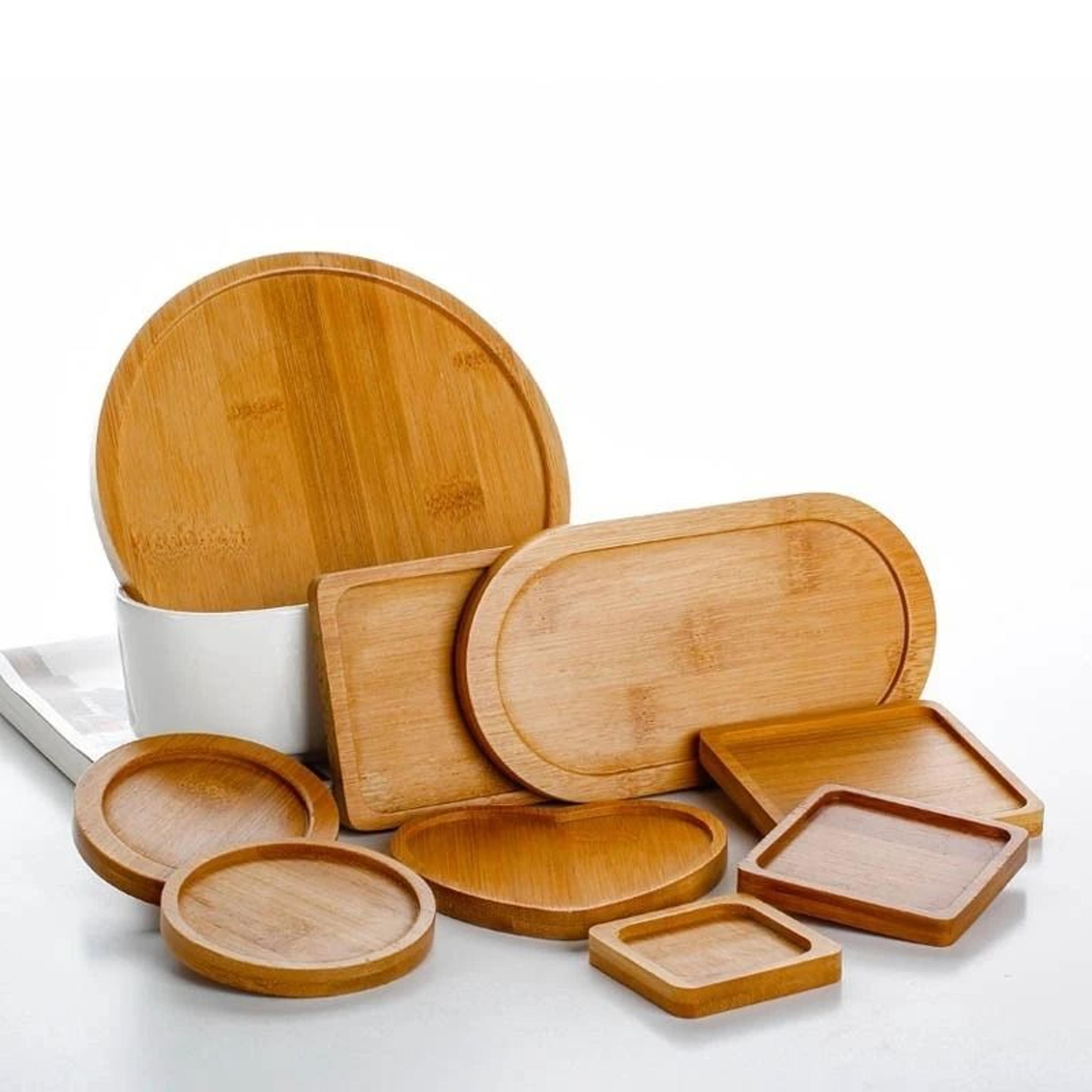 Mini Bamboo Tray Coaster Wood Saucer For Coffee Cups And Flower Pots 0