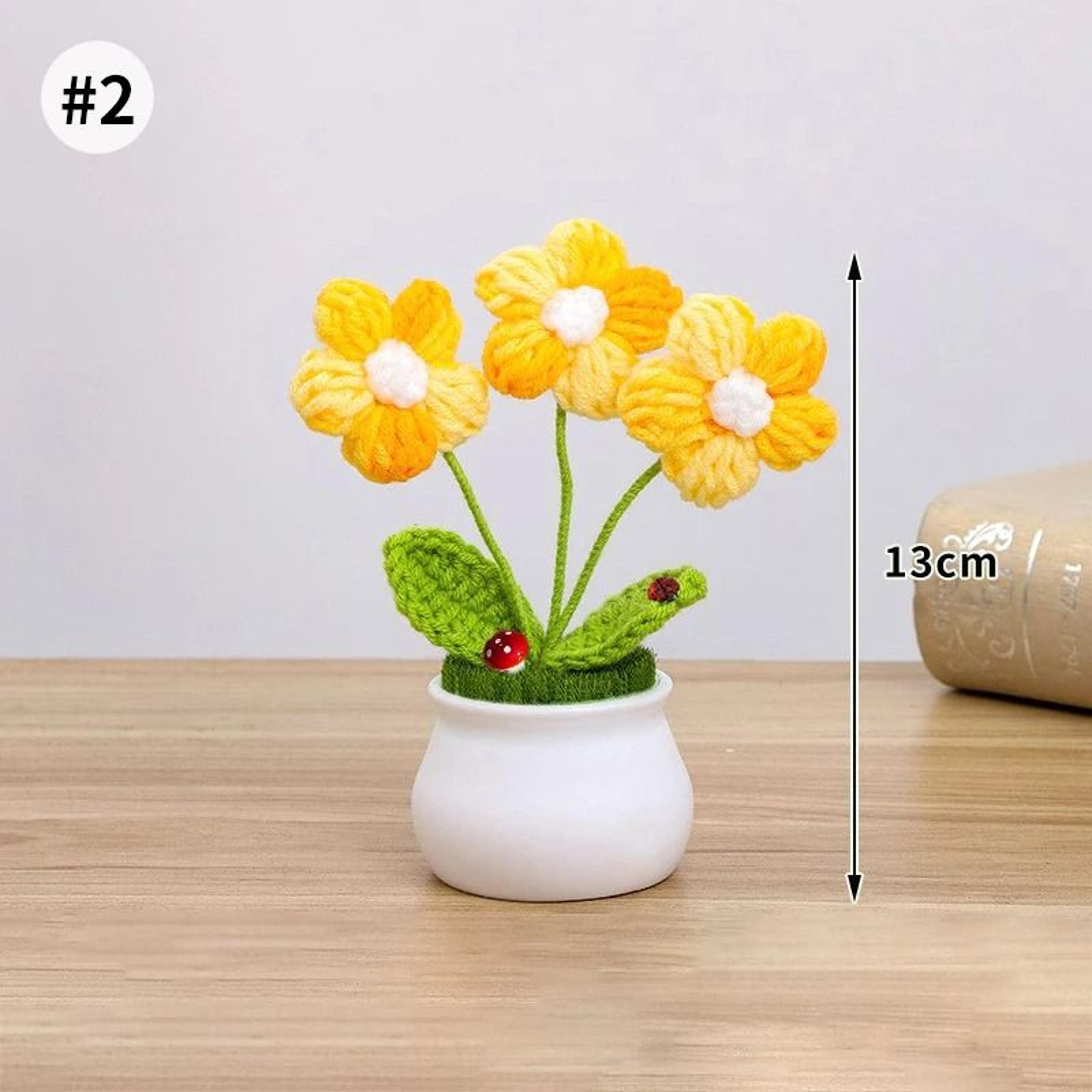 Handmade Crochet Sunflower Artificial Flower For Desk Decor And Gifts 12