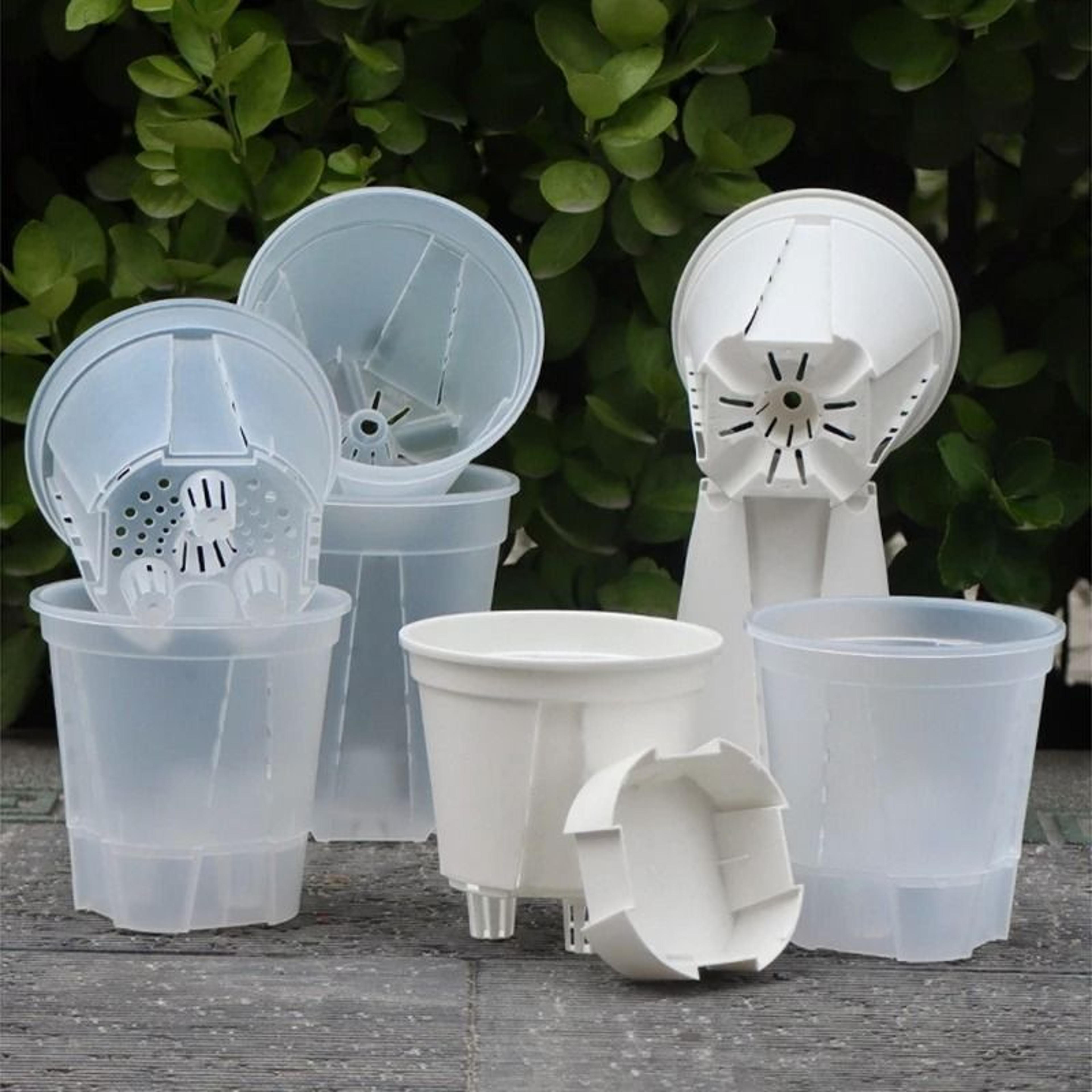 Transparent Self Watering Plant Pot With Drainage For Indoor Outdoor Plants 17