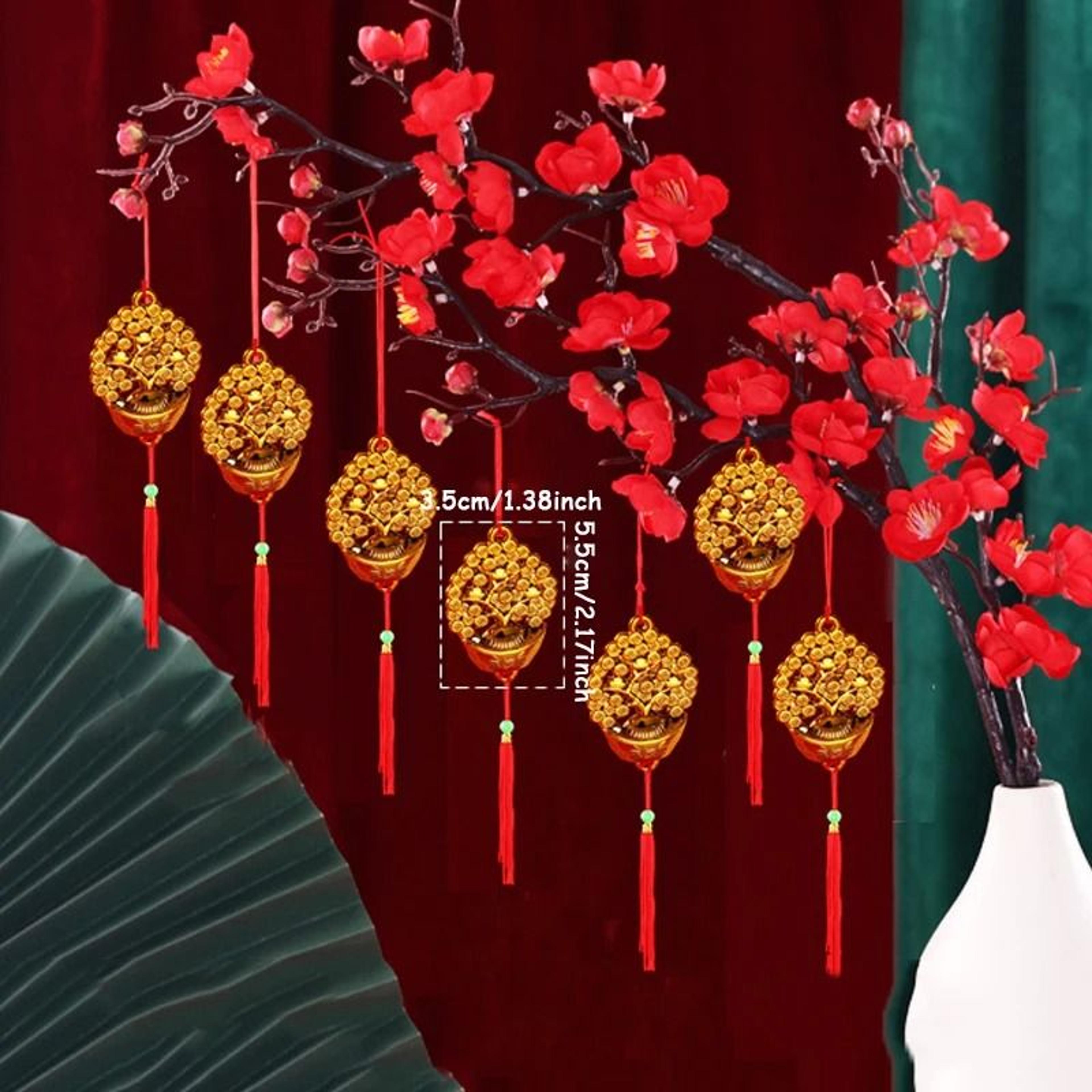 Chinese New Year Gold Tassel Hanging Ornaments Lucky Festive Decor Set Of 6 7