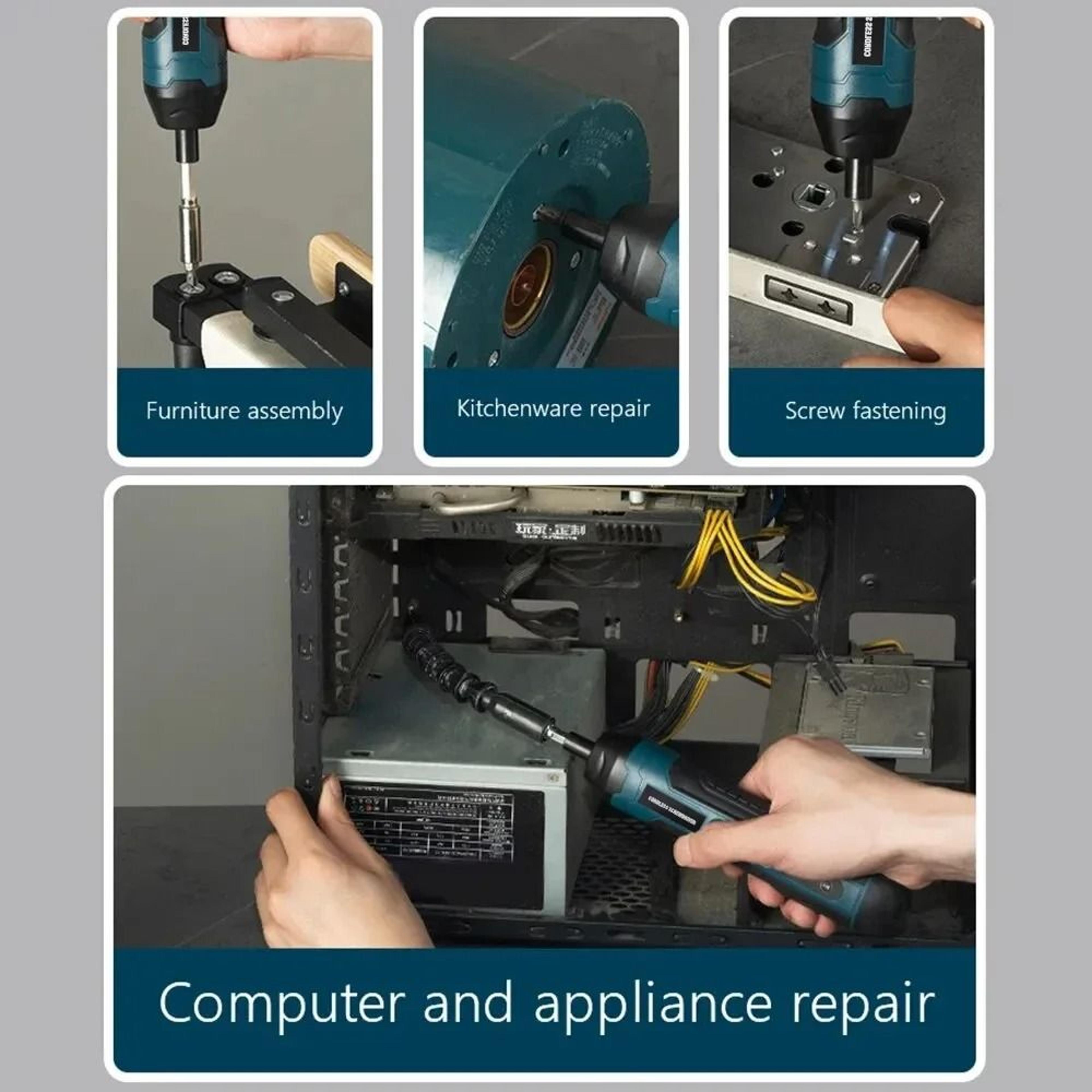 Mini Cordless Electric Screwdriver Rechargeable Power Tool Set For Home Repair And Assembly 5