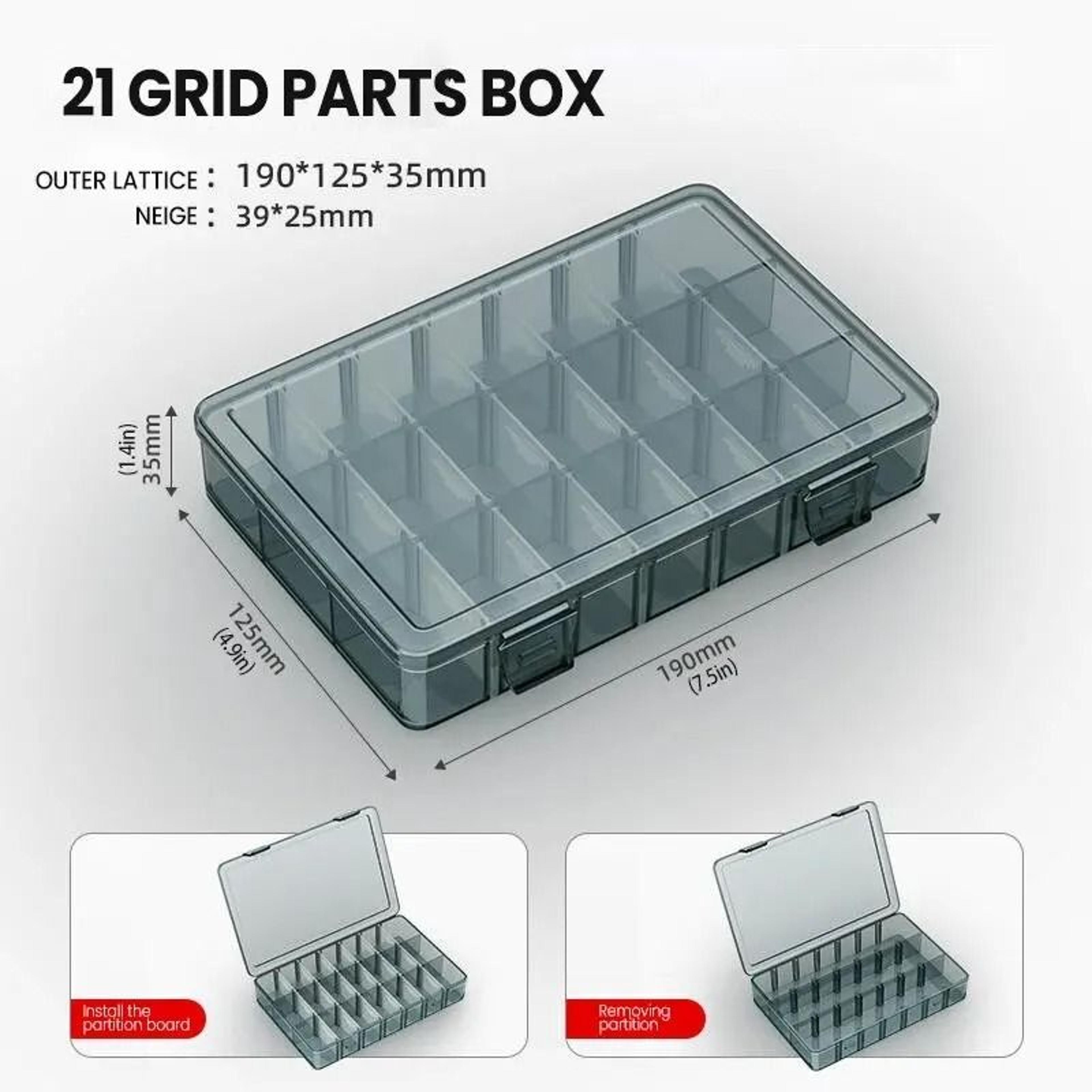 AIRAJ Plastic Tool Parts Organizer Box With Adjustable Grid For Screws Drill Bits And Components 3
