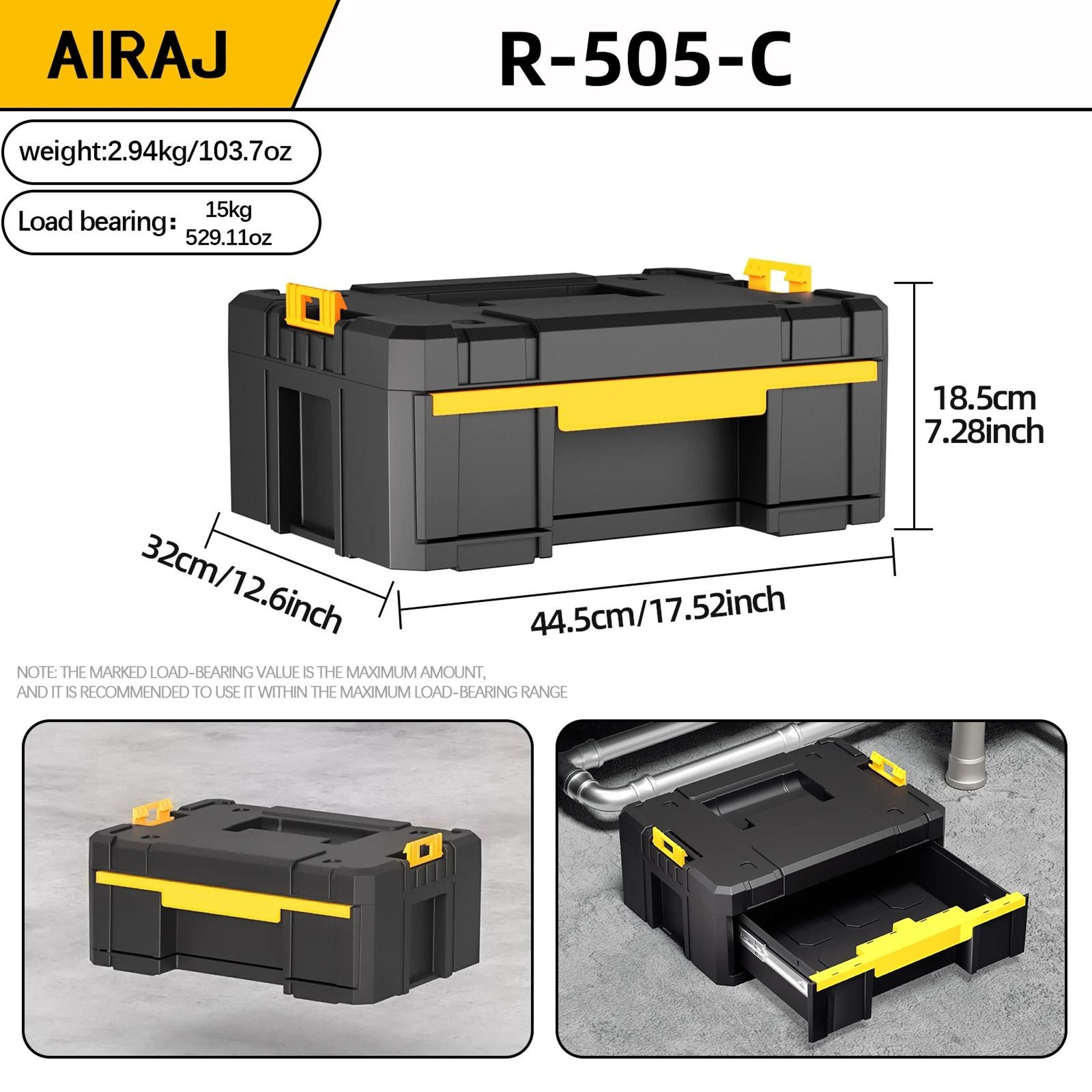 AIRAJ Stackable Modular Toolbox Set With Wheels Portable Combo Tool Storage System 3