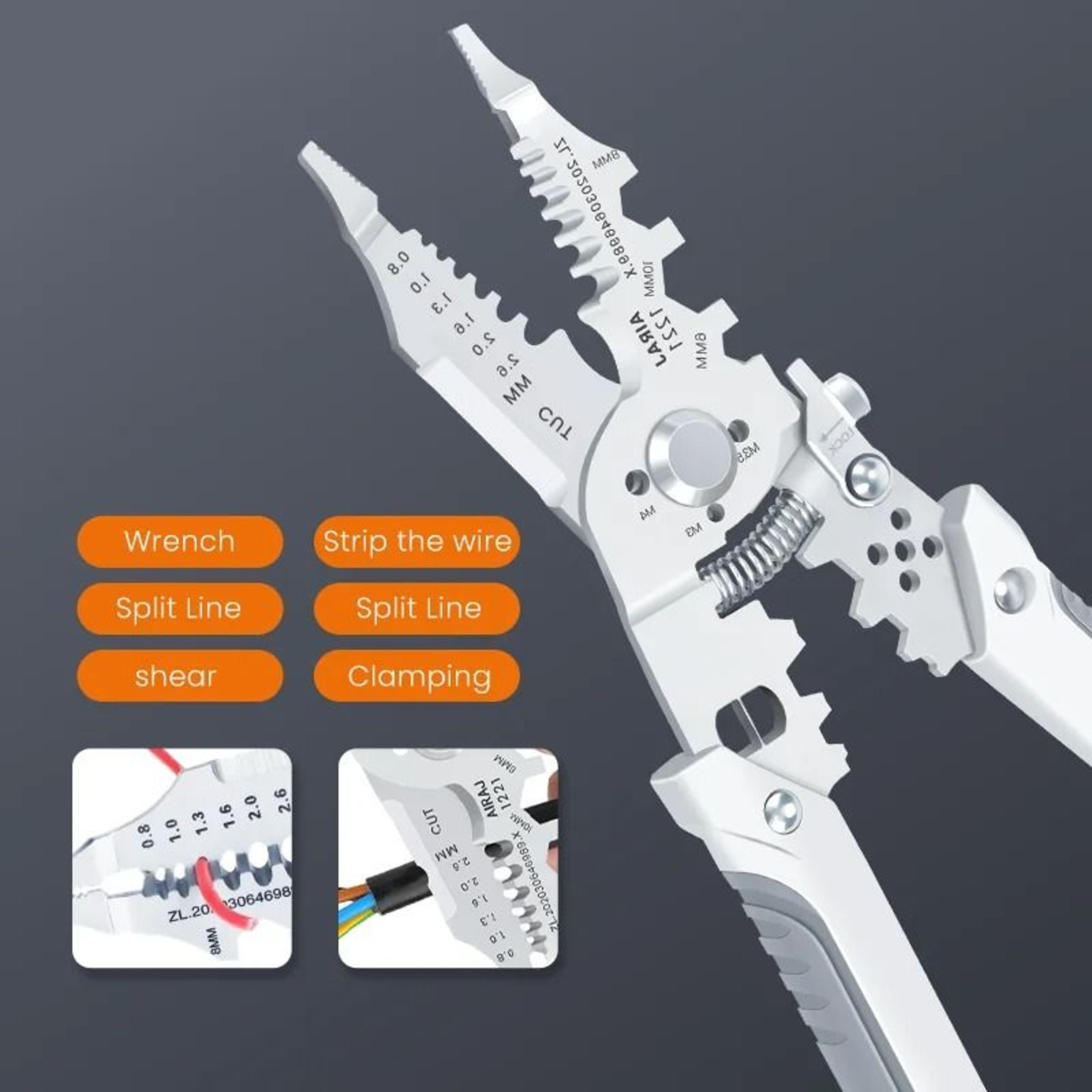 AIRAJ 7 Inch Multifunctional Wire Stripper Pliers Crimping And Cutting Electrician Tool 8