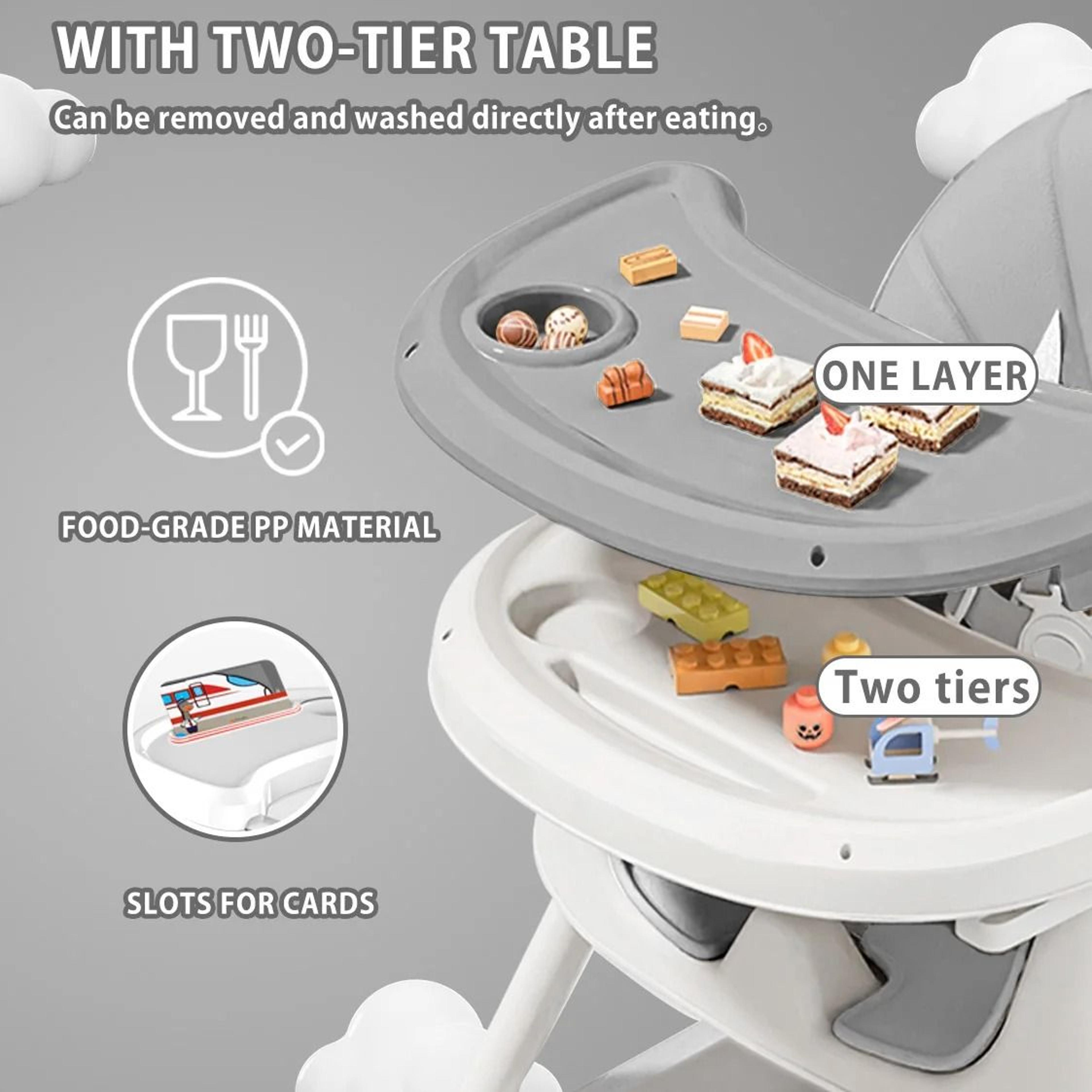 Foldable Baby High Chair With Anti Slip Pad And Toy Rack For Easy Feeding 9