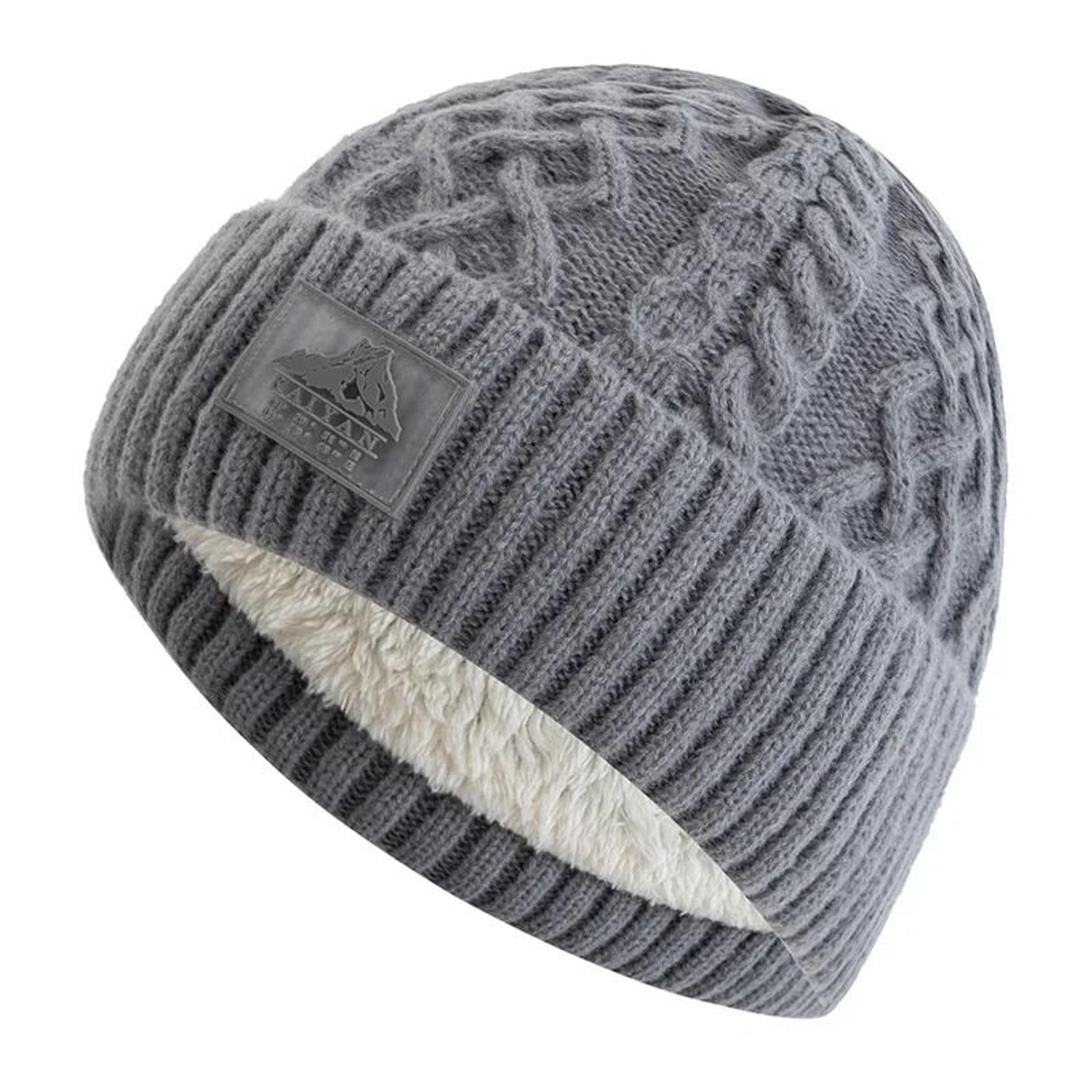 Unisex Winter Beanie Hat Plush Fur Lined Knitted Warm Ski Cap 4