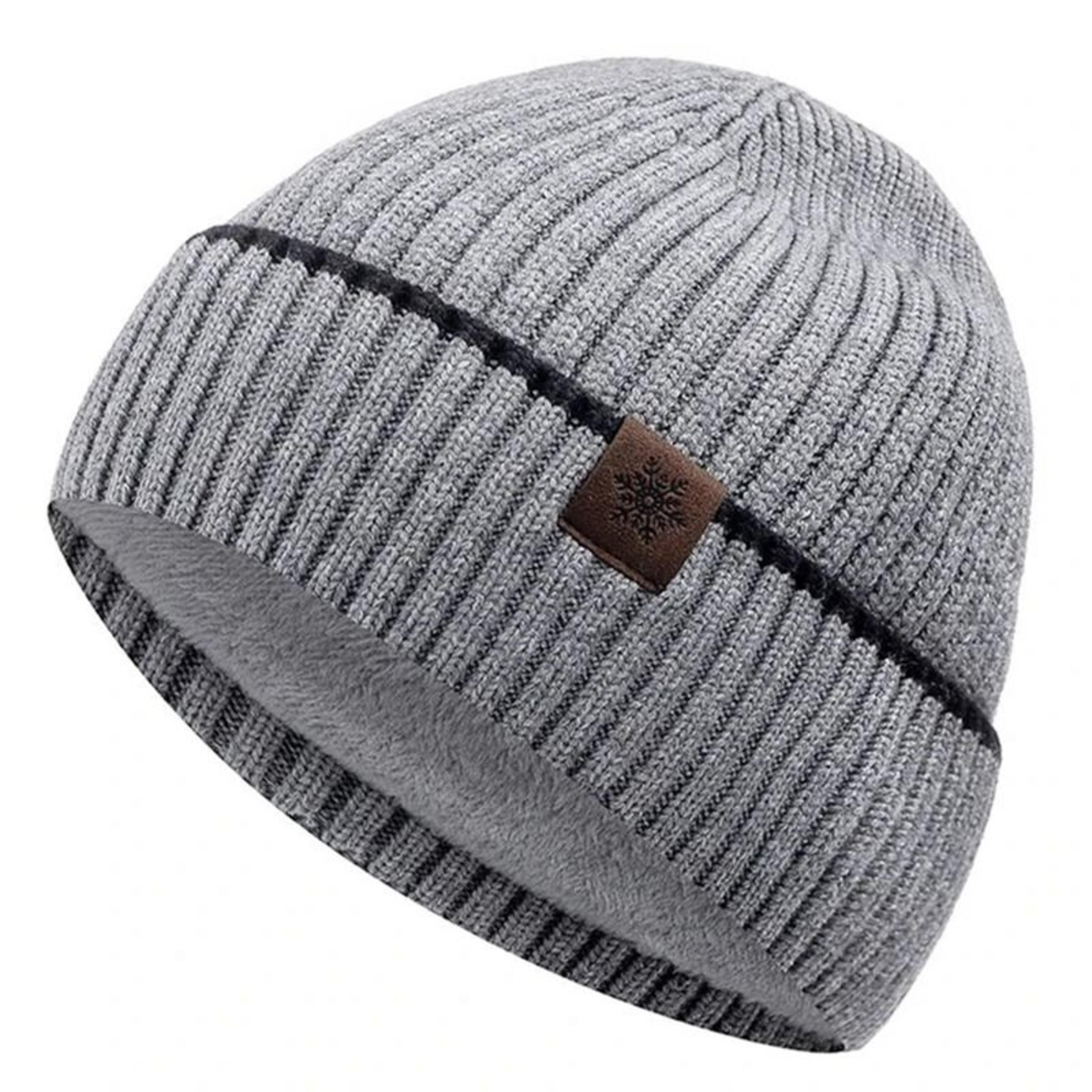 Unisex Winter Fleece Beanie Plush Lined Knitted Warm Hat For Outdoor Use 4