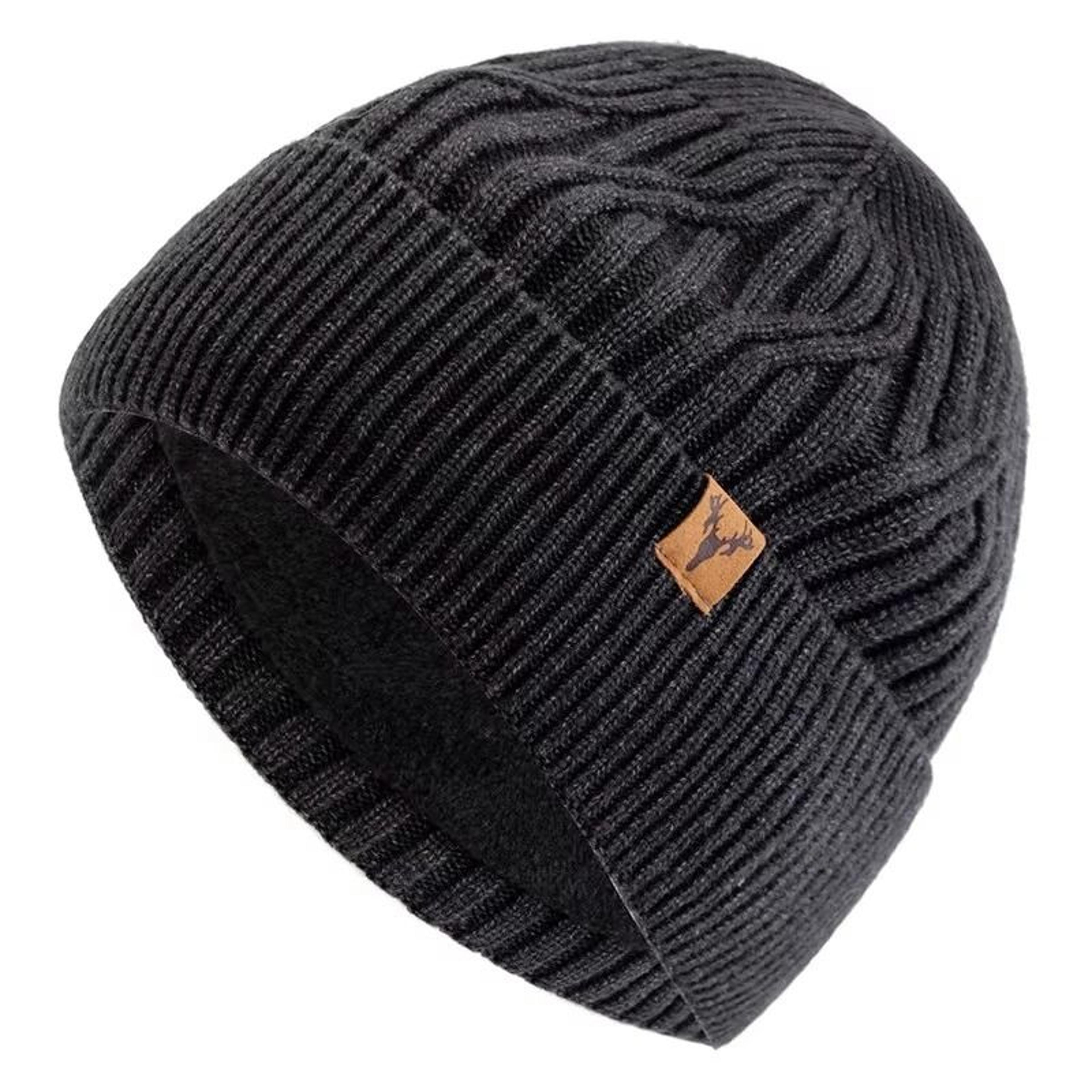 Unisex Plush Lined Winter Beanie Knitted Warm Hat For Outdoor Use 5