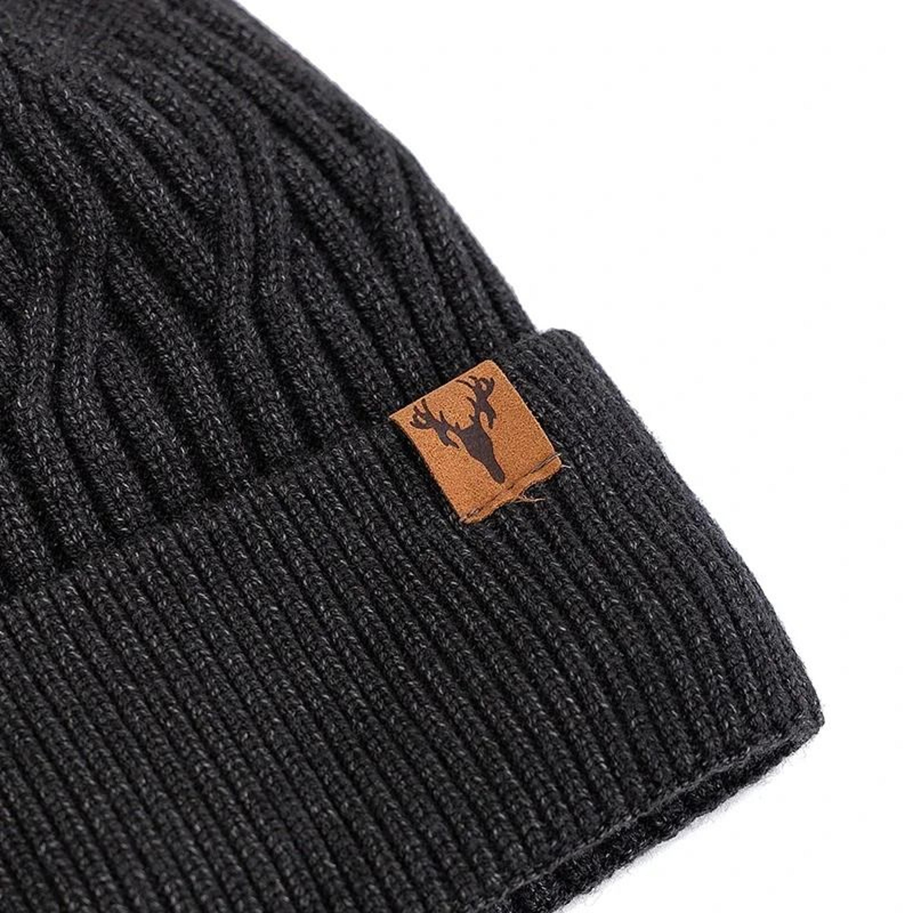 Unisex Plush Lined Winter Beanie Knitted Warm Hat For Outdoor Use 7