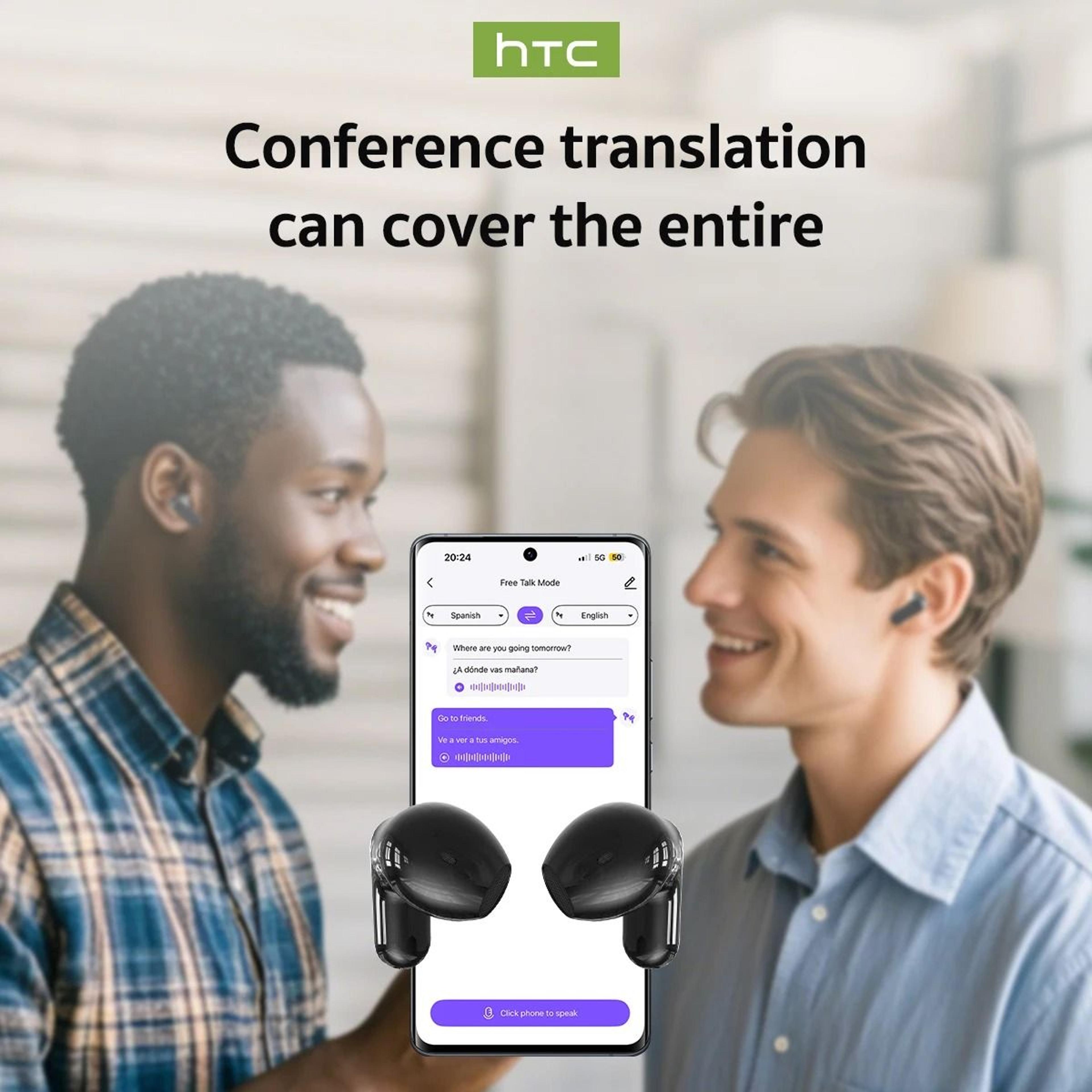 HTC NE20 Translator Earbuds Bluetooth Translation Wireless Headphones 0