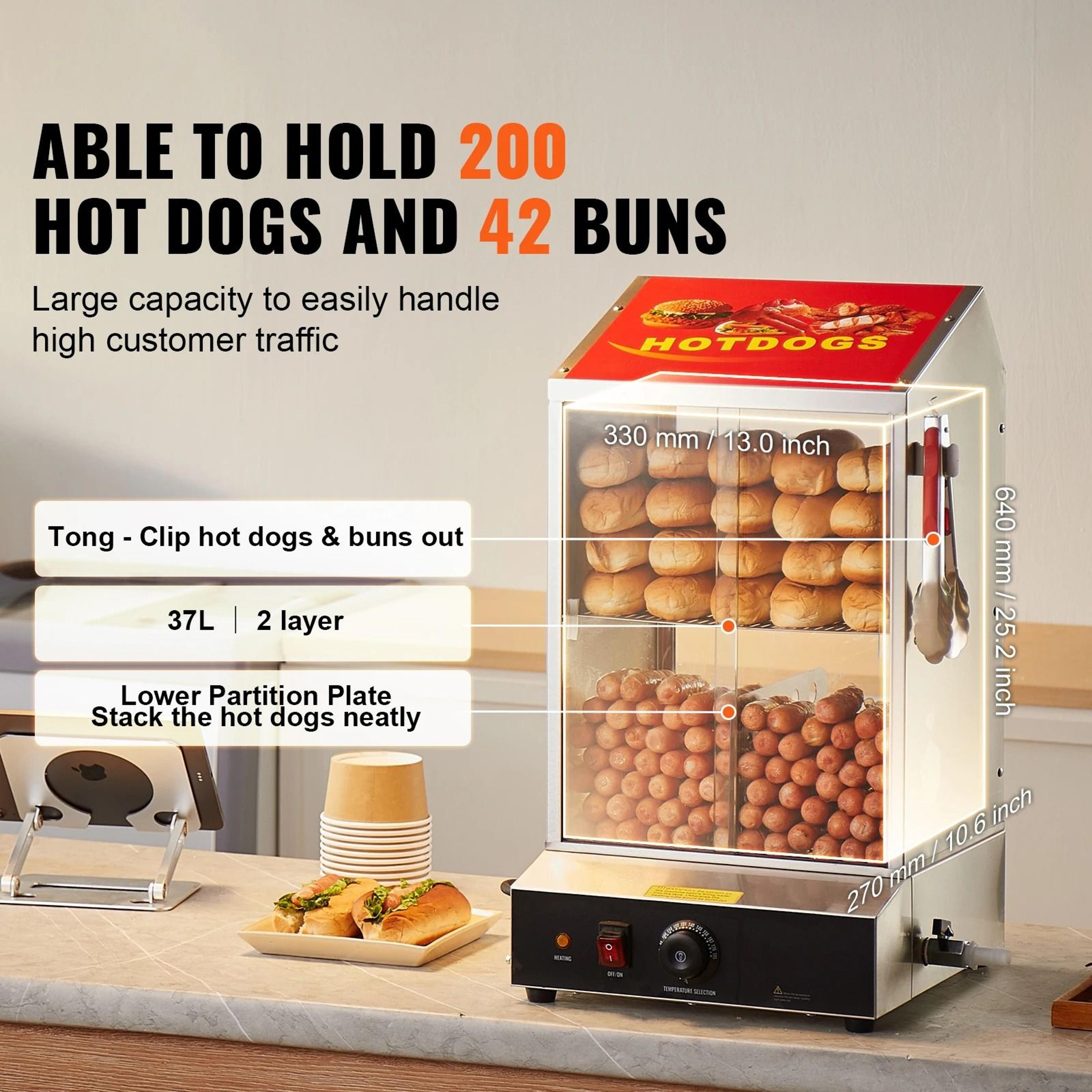 SucceBuy 36L Commercial Hot Dog Steamer With Temperature Control And Electric Bun Warmer 5