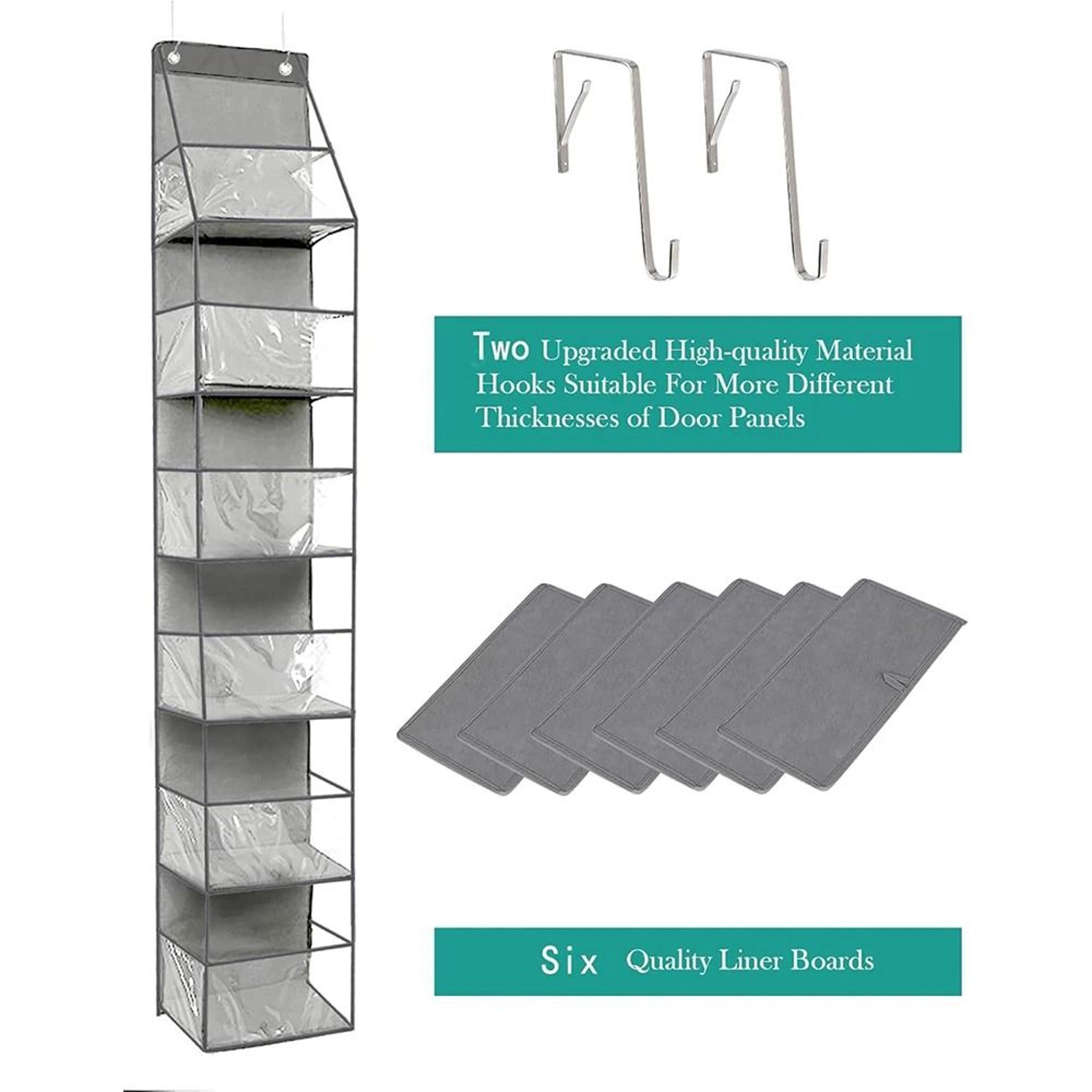 SpaceSaver 6 Shelf Over The Door Pantry Organizer With Clear Pockets 6