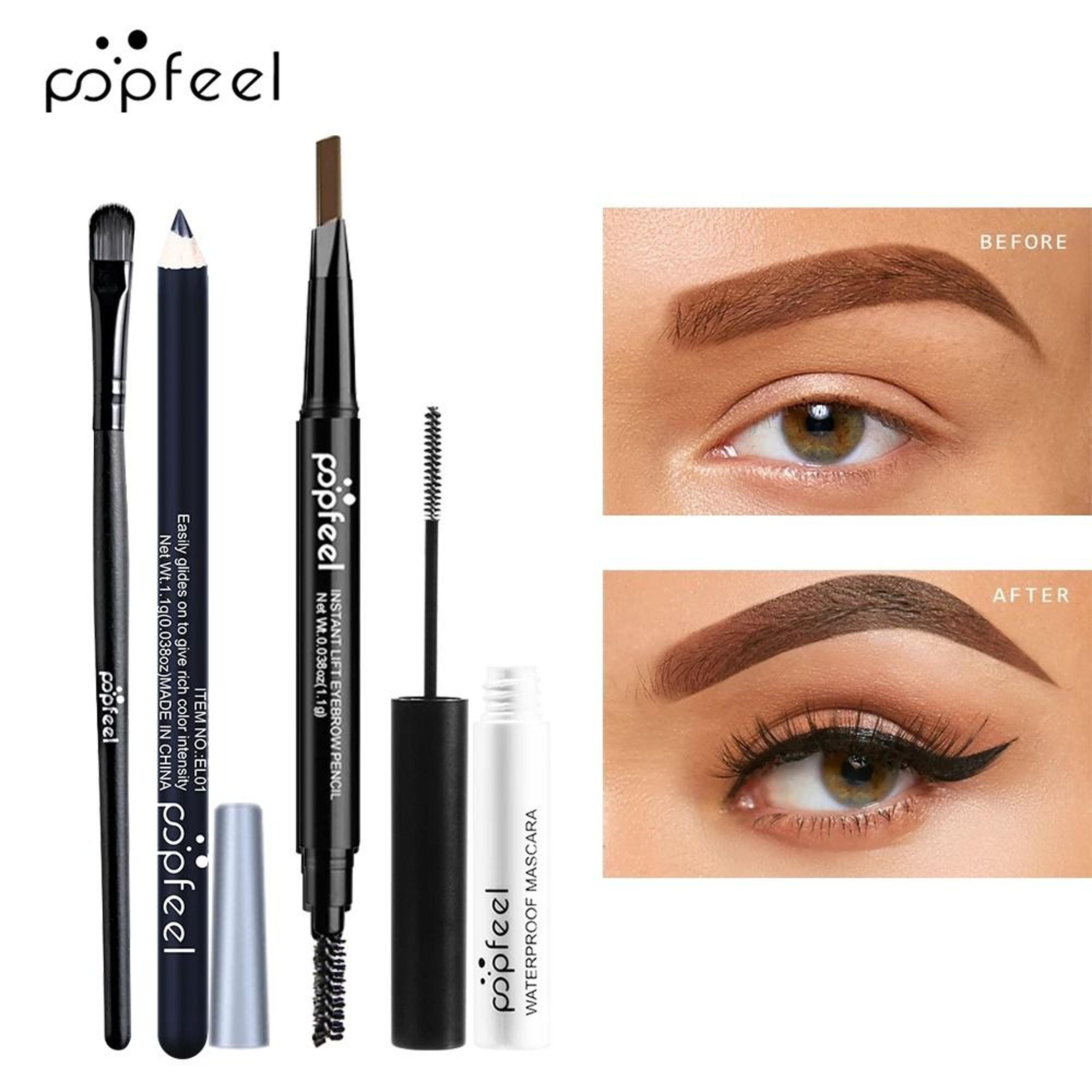POPFEEL Complete Eye Makeup Set With Palette Eyeliner Mascara And Brow Pencil 3