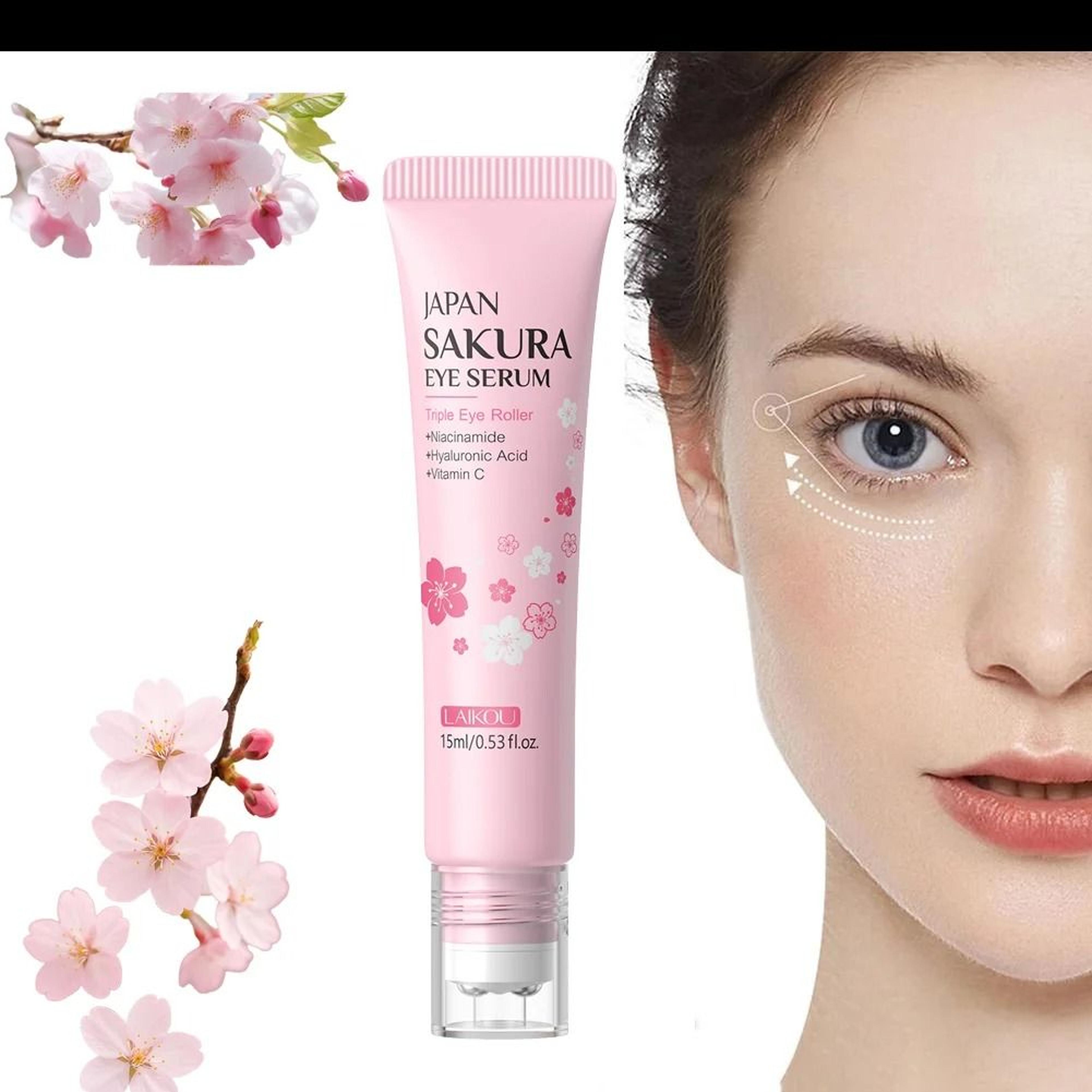 LAIKOU Sakura Hyaluronic Acid Eye Serum Roller For Dark Circles And Puffiness 5