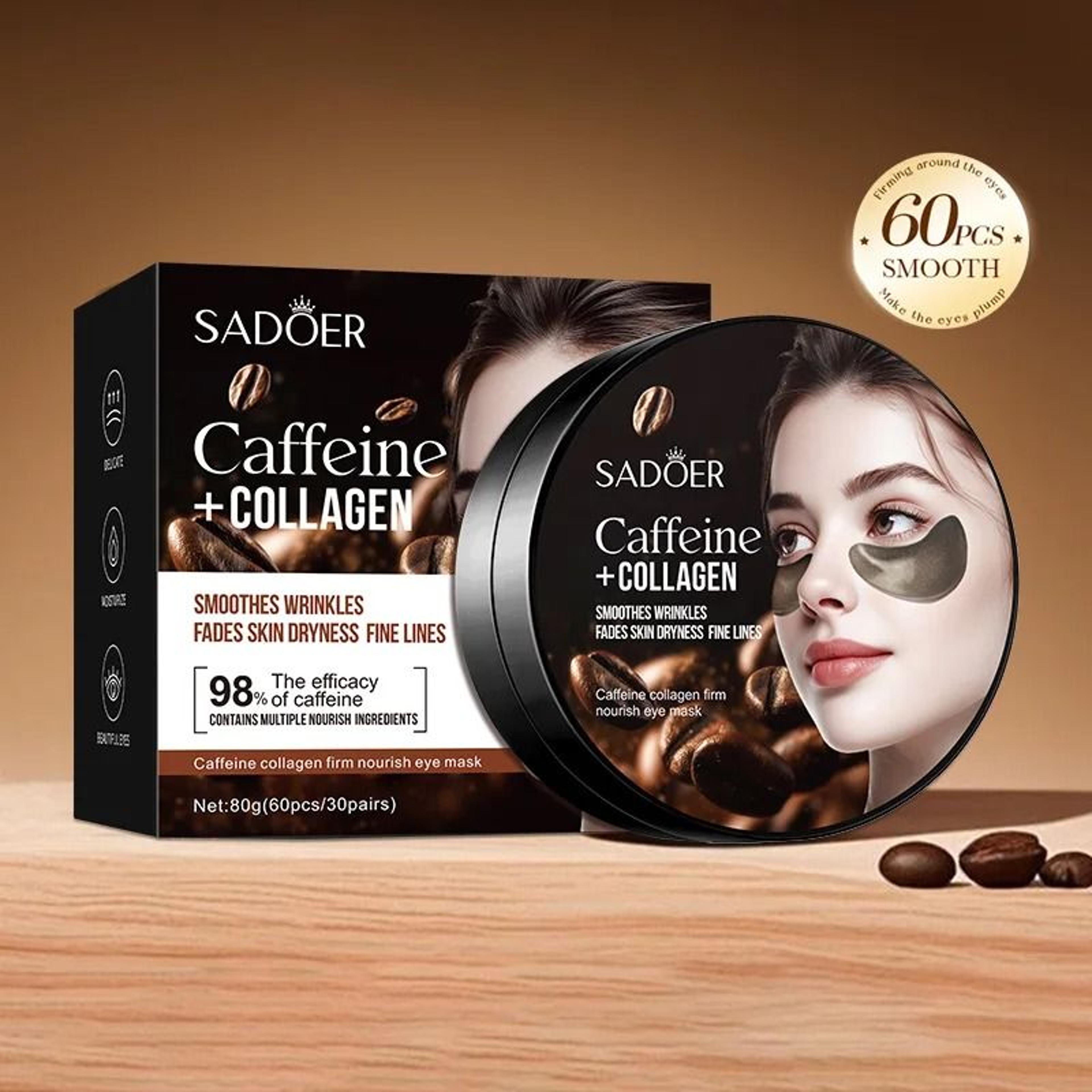 SADOER Caffeine Collagen Eye Mask 60pcs For Dark Circles And Wrinkle Care 0