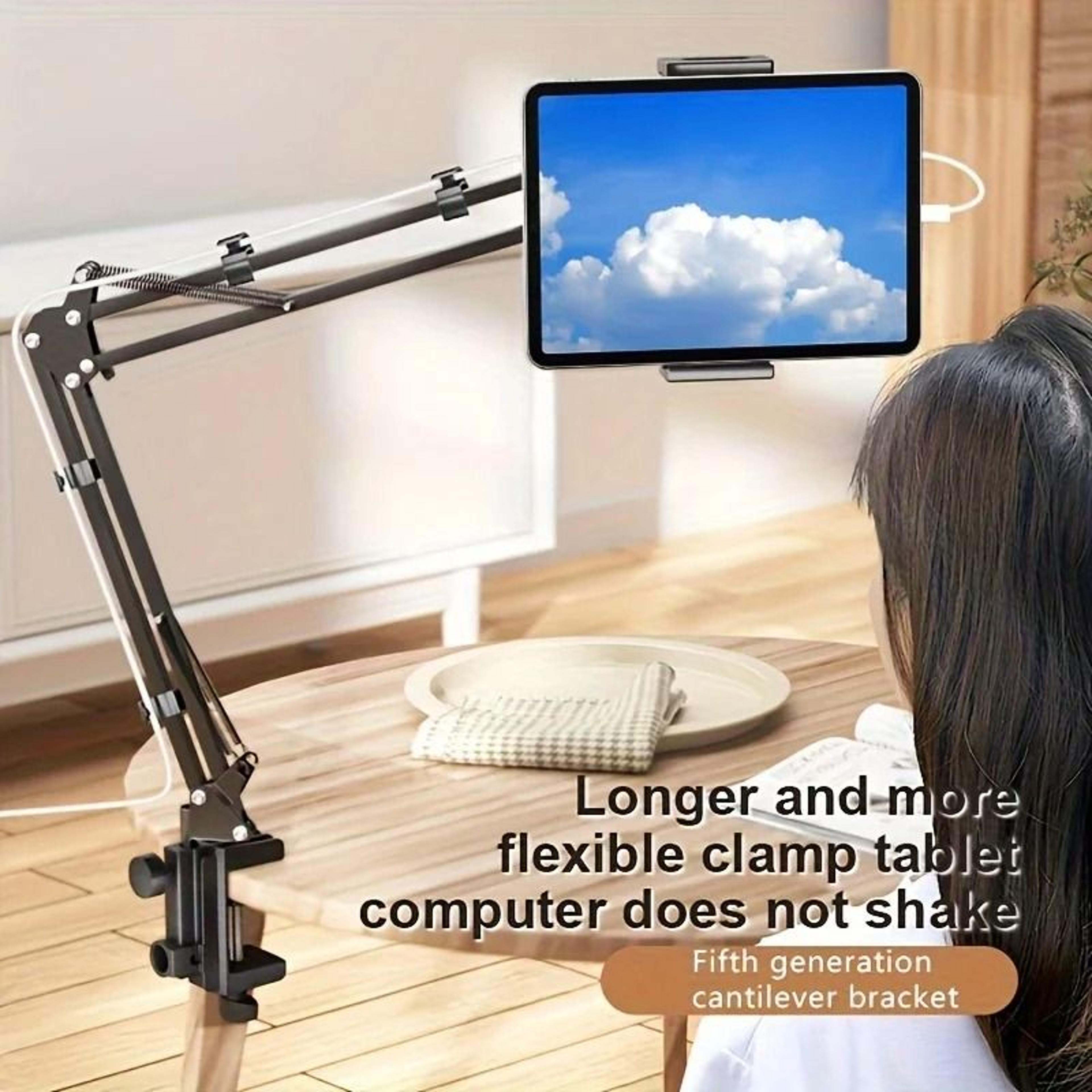 Adjustable Bed Tablet Holder With Rotatable Long Arm Clamp Mount 2