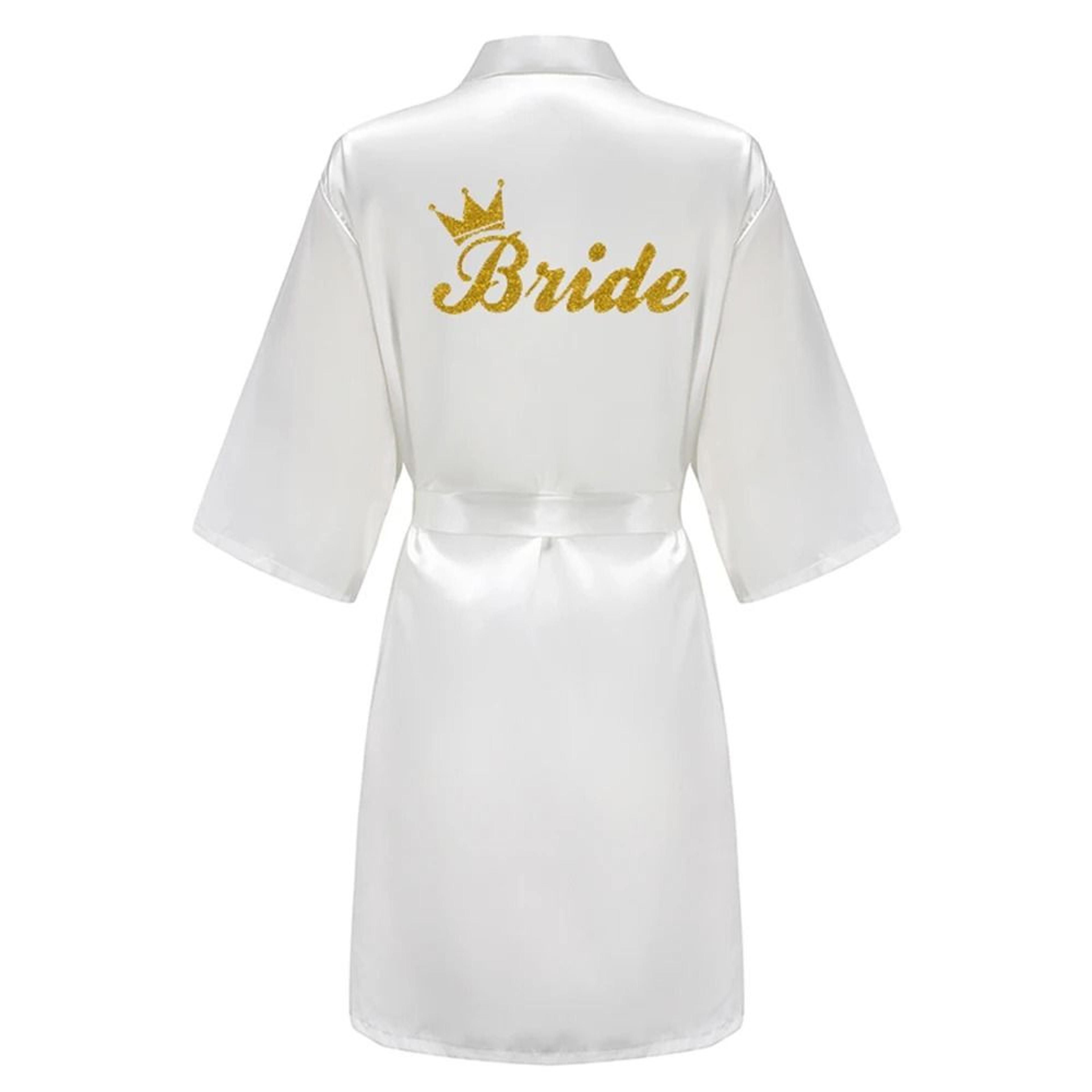 Grass Green Satin Bride And Bridesmaid Short Robe For Wedding Party 16