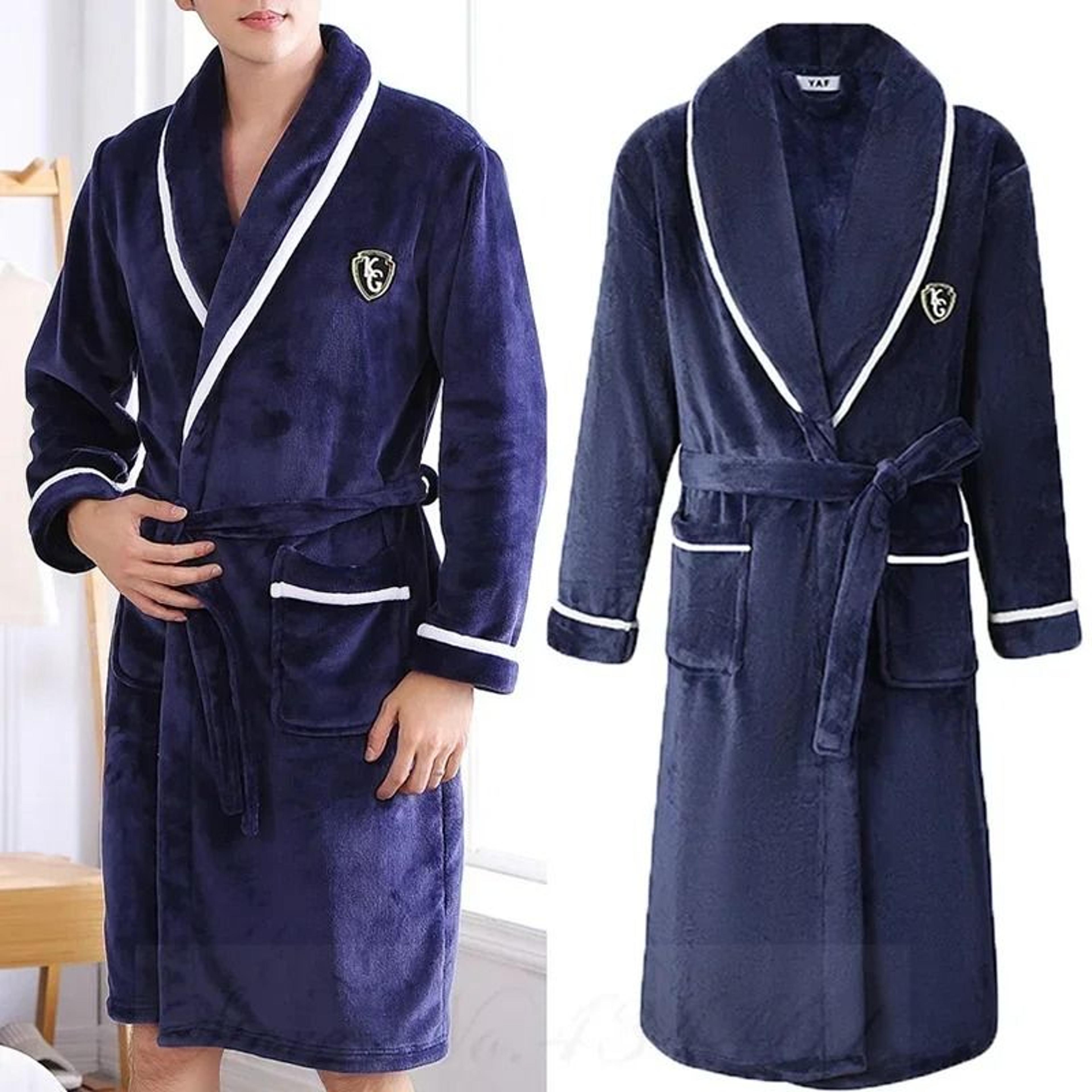 Plus Size Thick Flannel Mens Kimono Bathrobe For Autumn And Winter 11