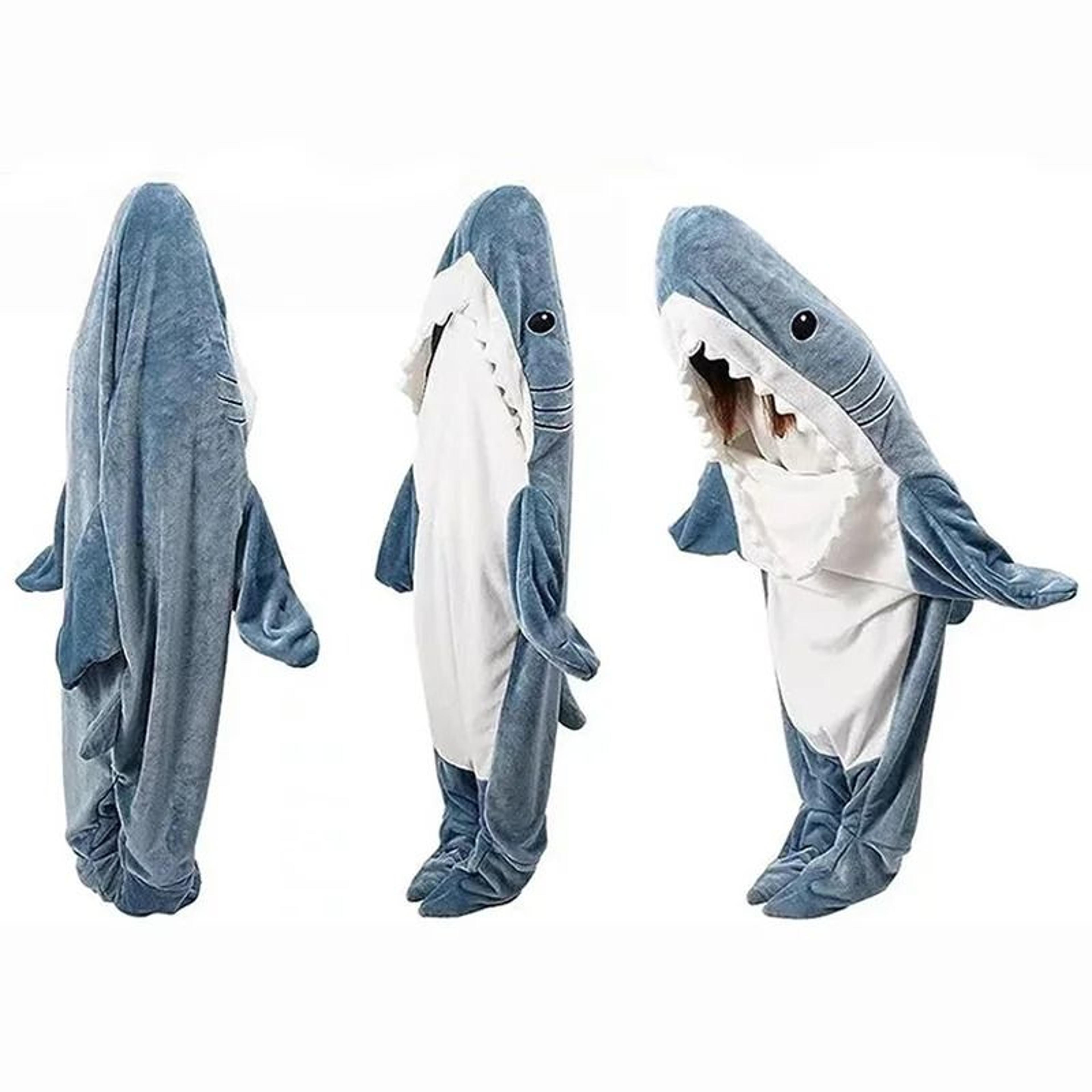 Cozy Shark Sleeping Bag Flannel Pajama Onesie For Kids And Adults 5