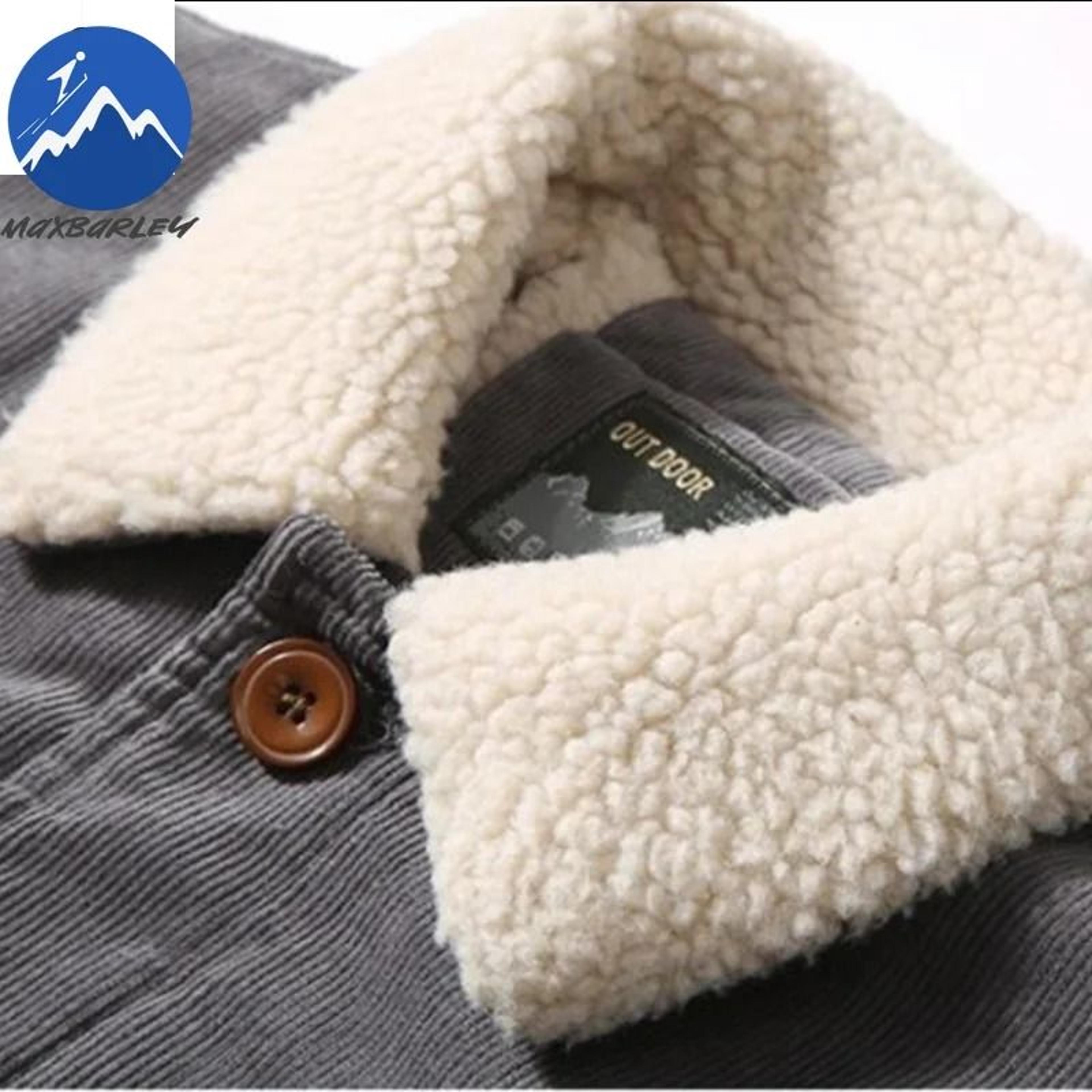 Mens Winter Corduroy Parka Plus Velvet Cotton Jacket Korean Casual Style 7