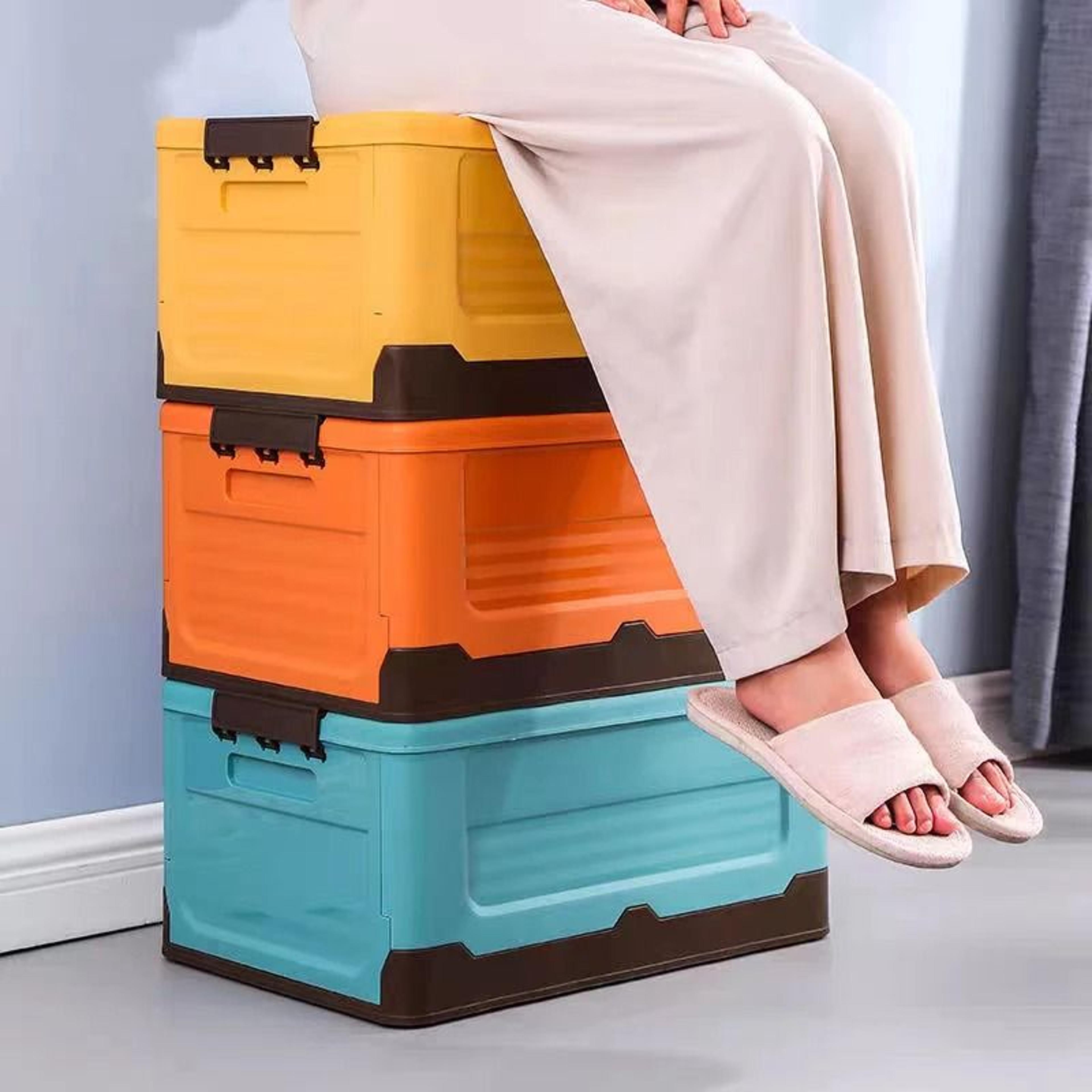 Large Foldable Storage Box With Lid Multifunction Plastic Organizer Basket 7