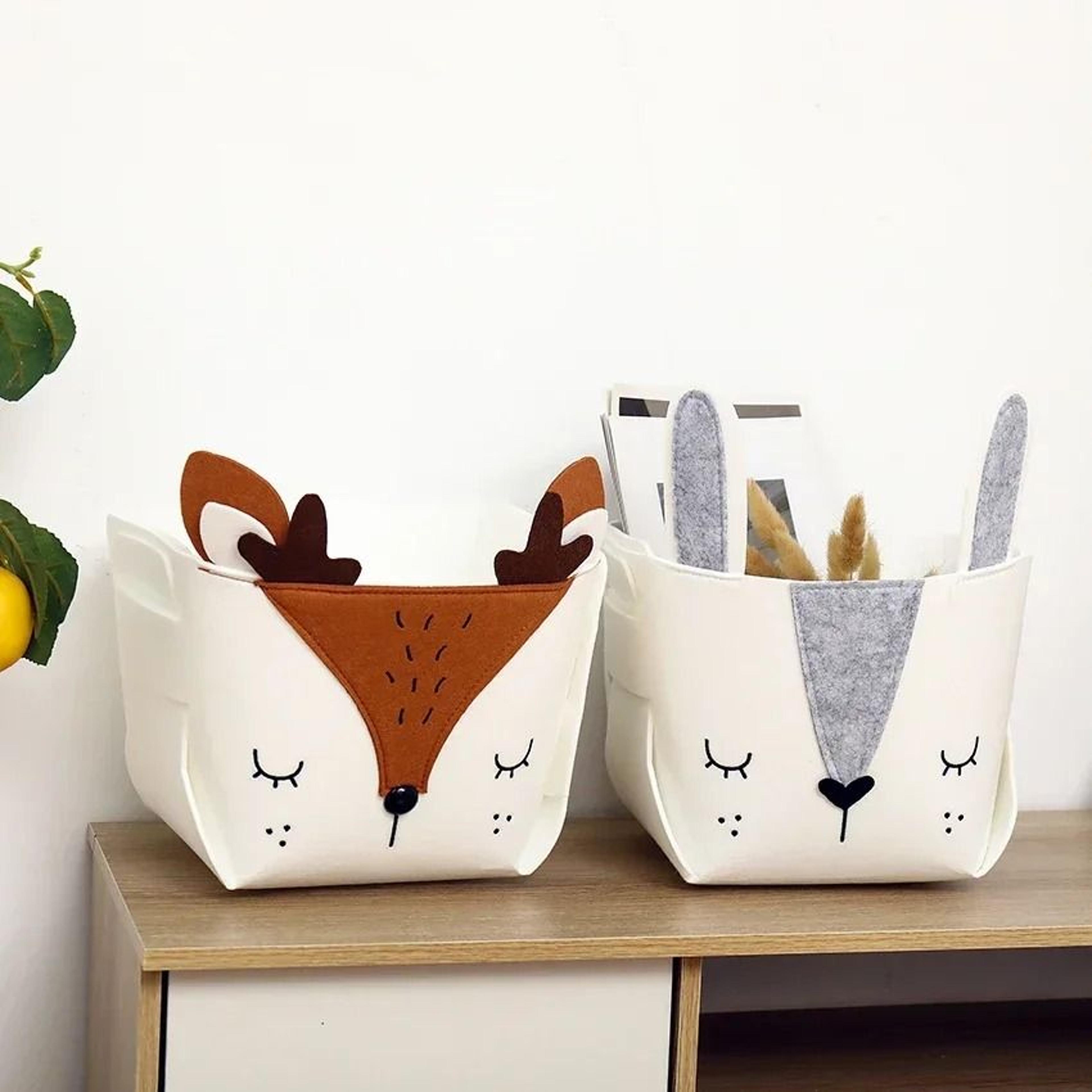 Cute Cartoon Animal Felt Fabric Foldable Storage Basket For Nursery Toys 9