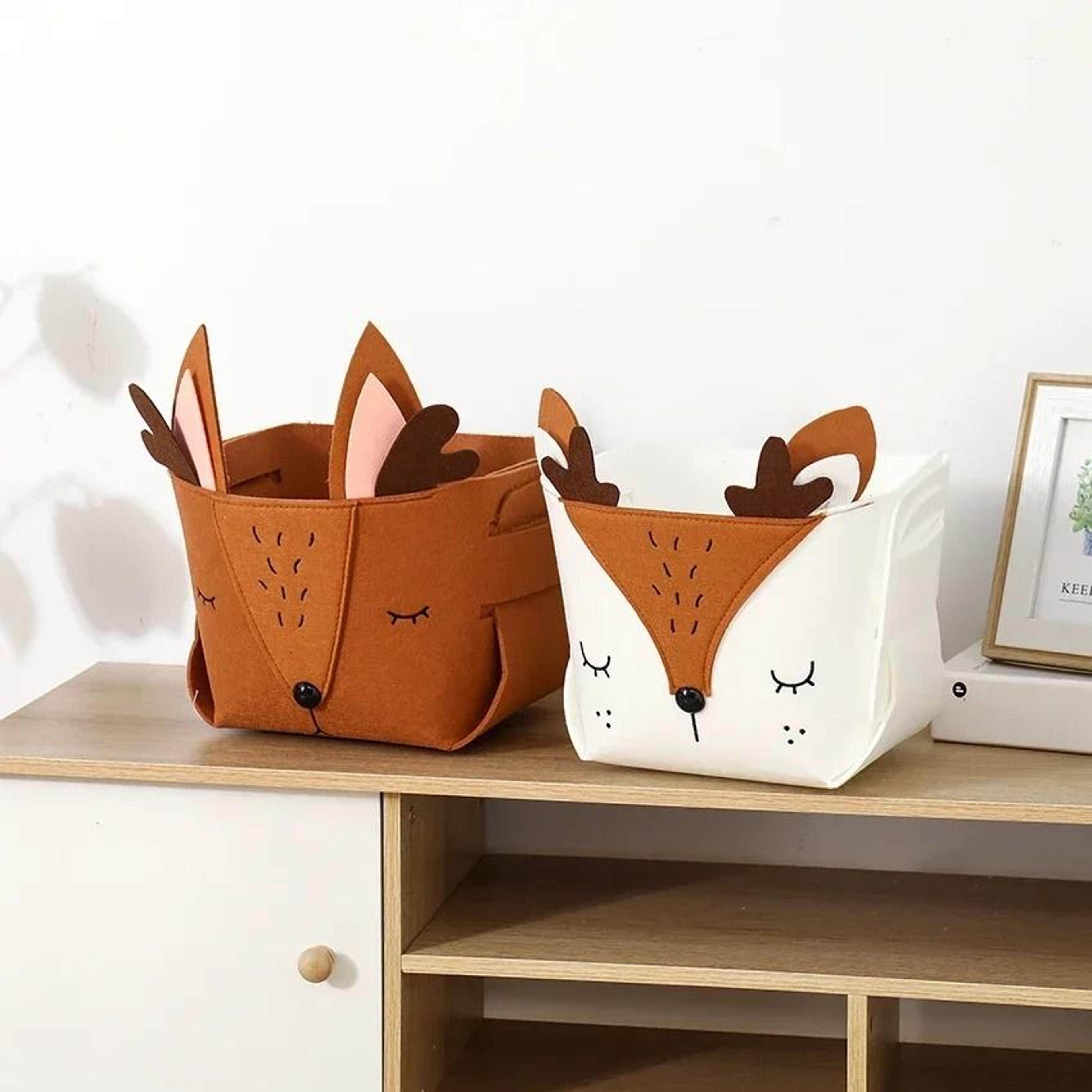 Cute Cartoon Animal Felt Fabric Foldable Storage Basket For Nursery Toys 7
