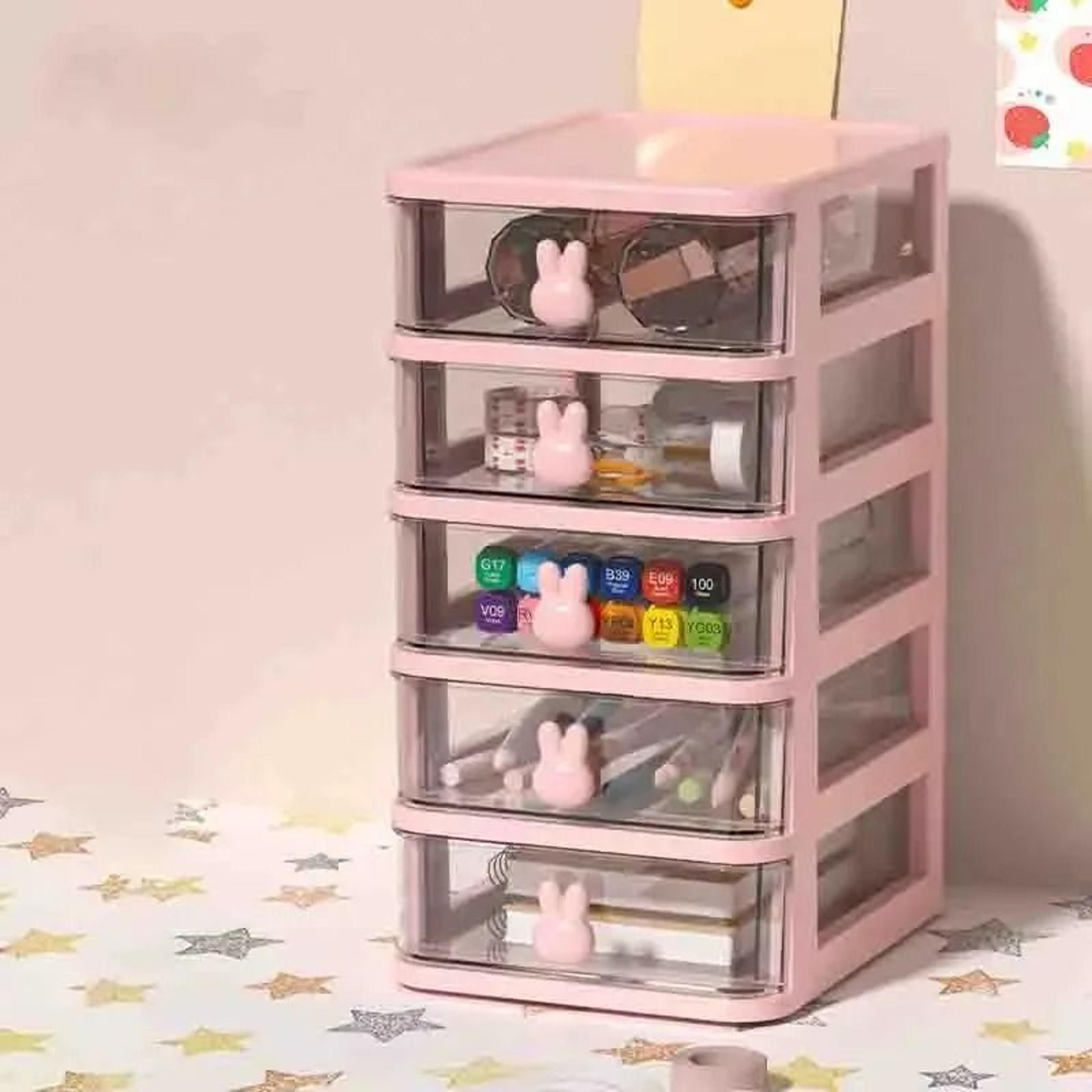 Multi Tier Clear Stacking Drawer Organizer Modular Desktop Storage Box 7