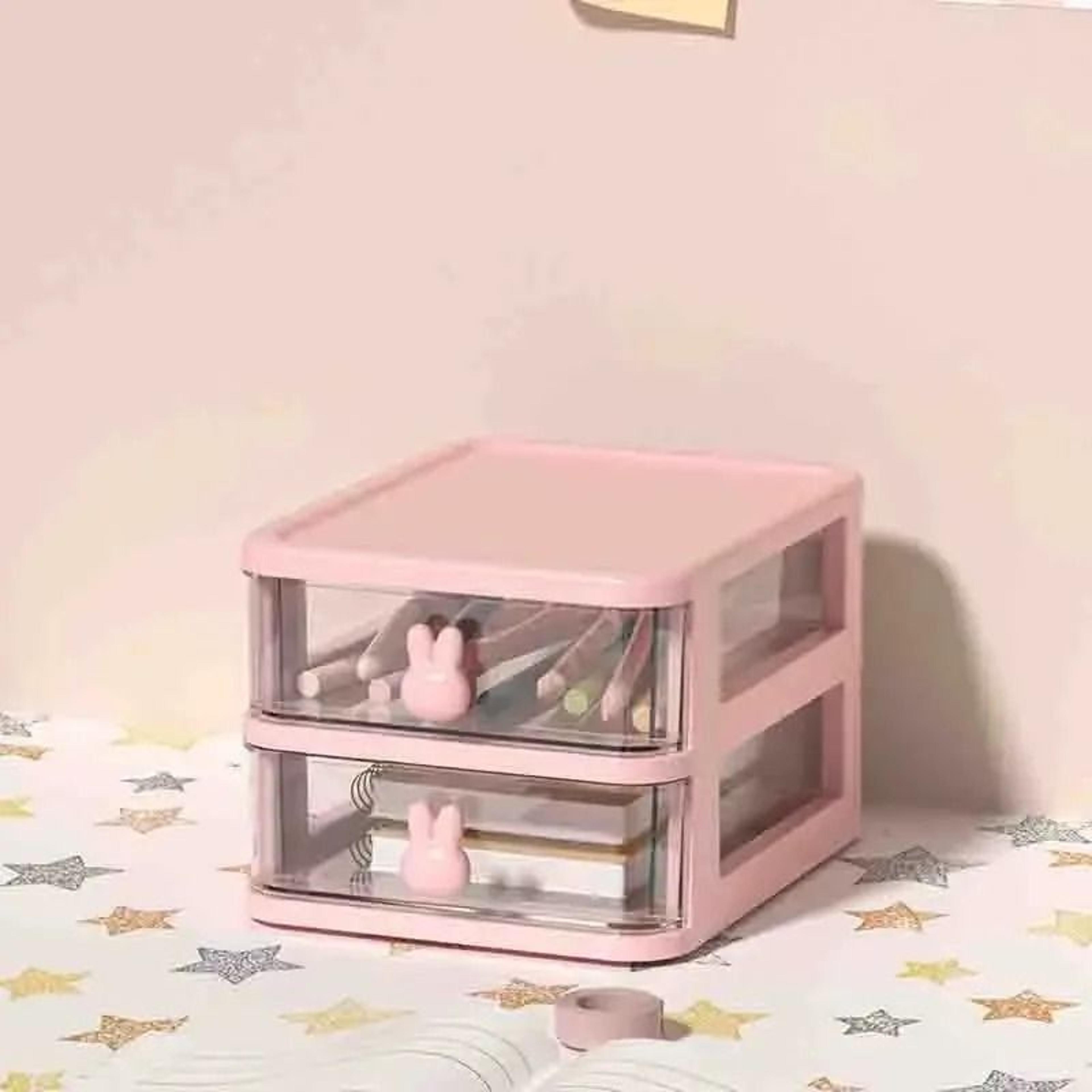 Multi Tier Clear Stacking Drawer Organizer Modular Desktop Storage Box 1
