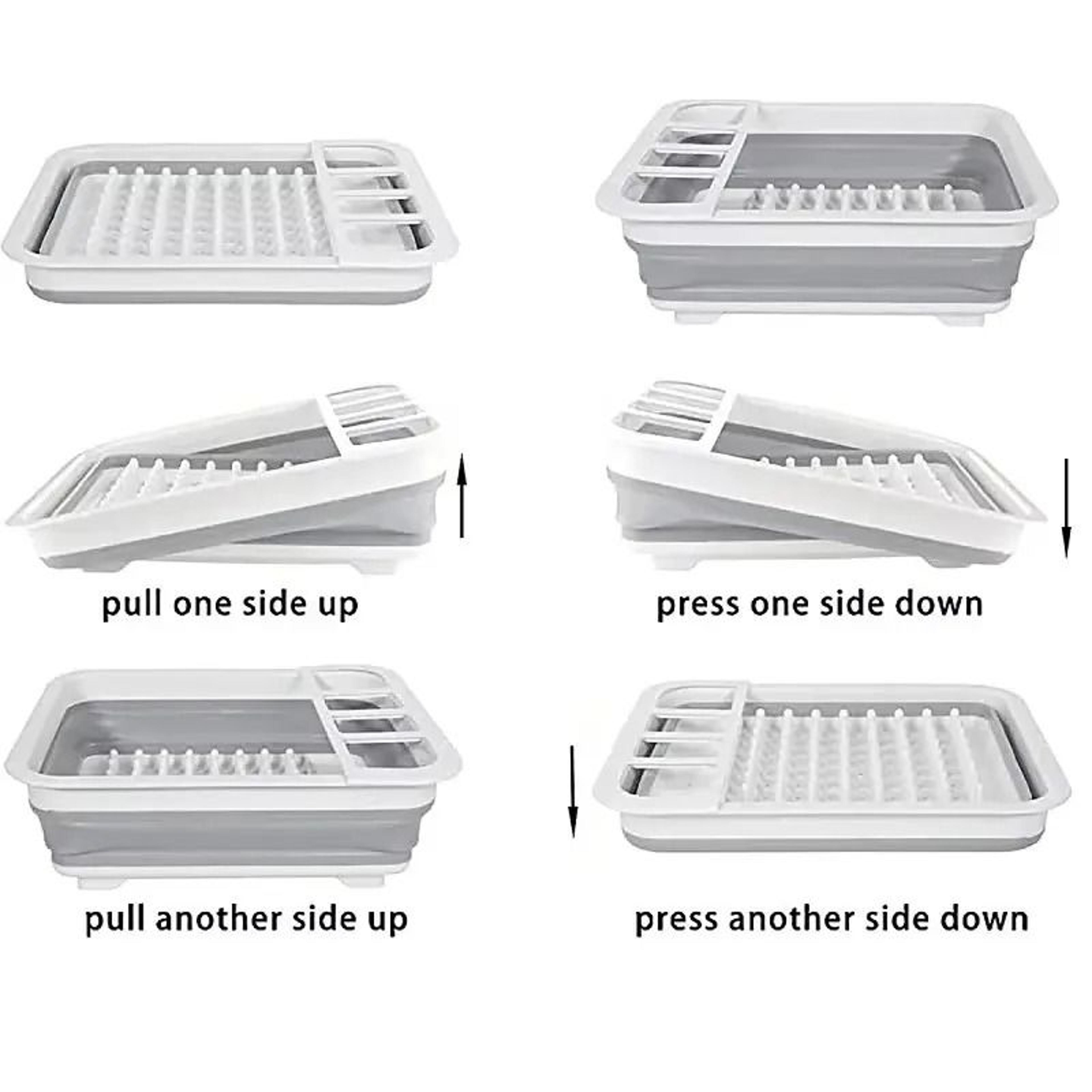 Large Capacity Foldable Dish Drying Rack With Drain Tray Kitchen Dish Drainer 2