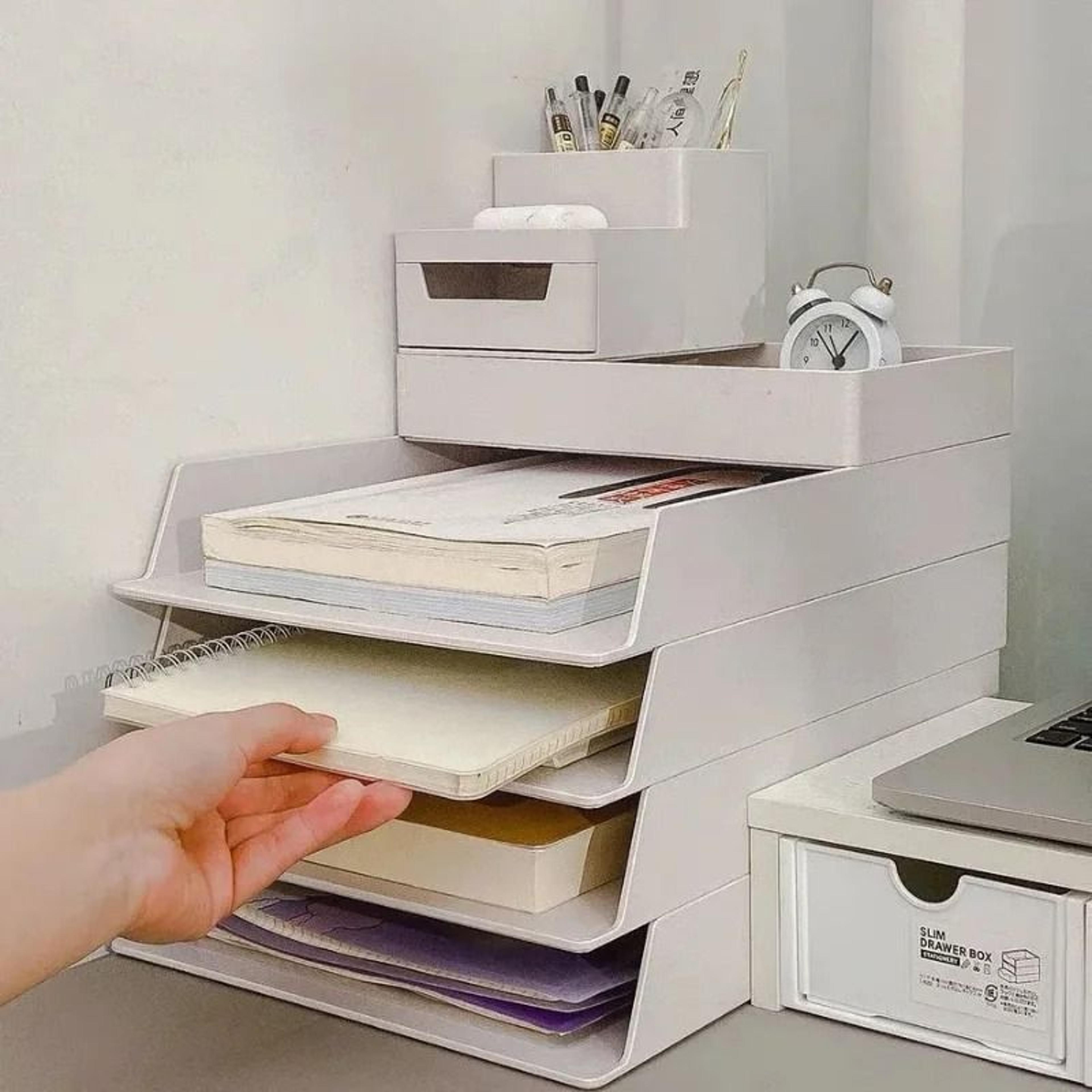 Multi Layer Desktop File Storage Rack With Drawer Organizer 3