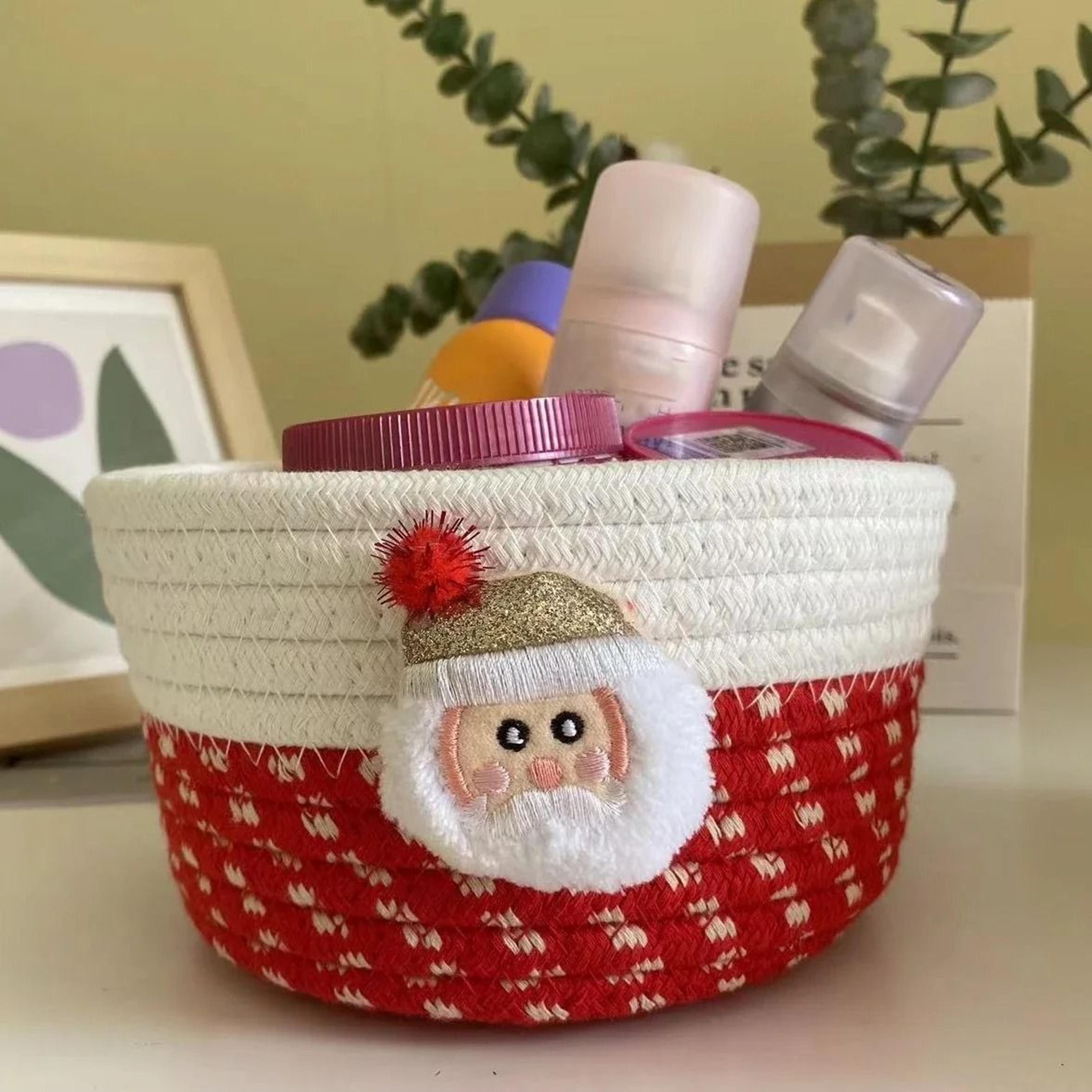 Festive Red Fabric Christmas Storage Basket For Gifts And Toys 2