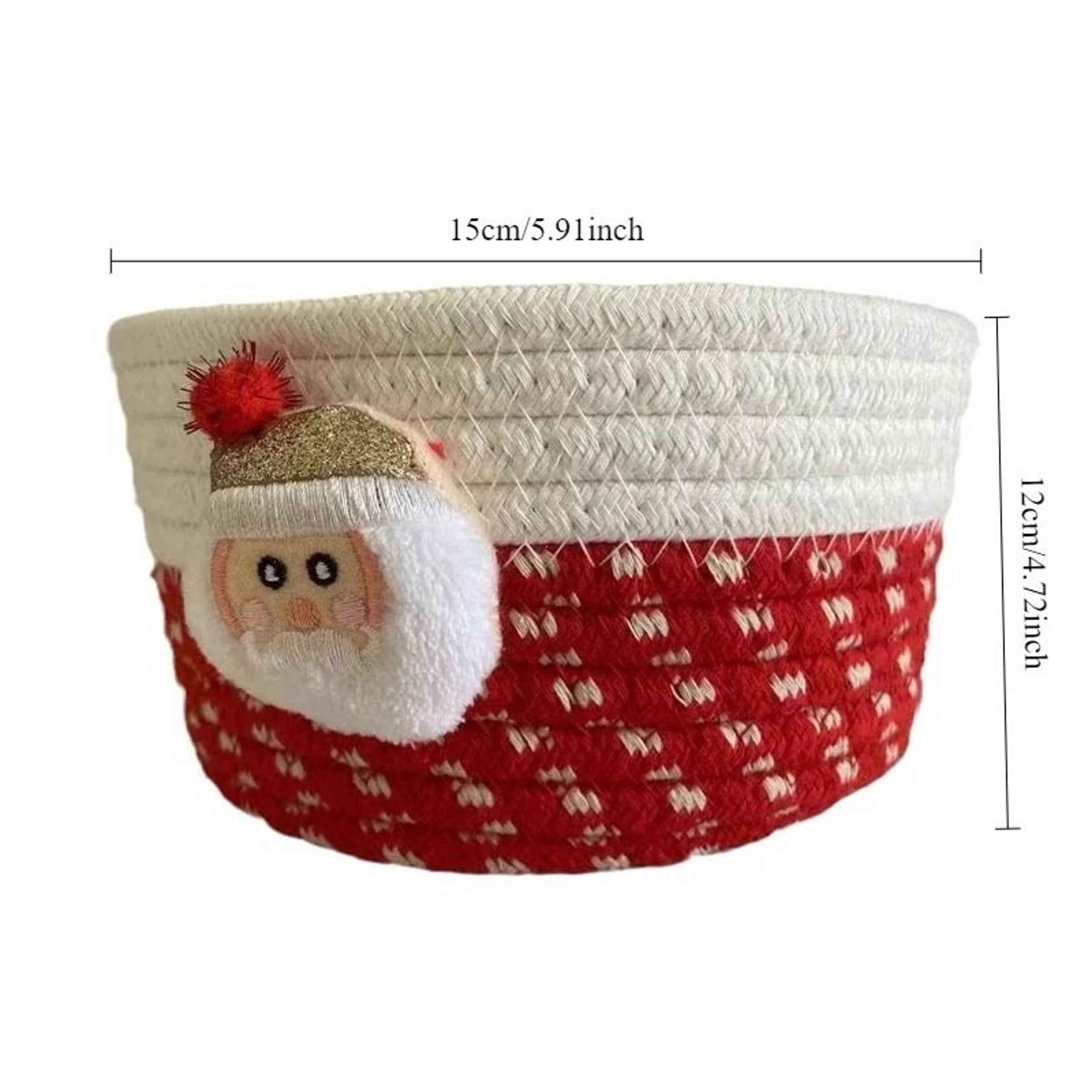 Festive Red Fabric Christmas Storage Basket For Gifts And Toys 4