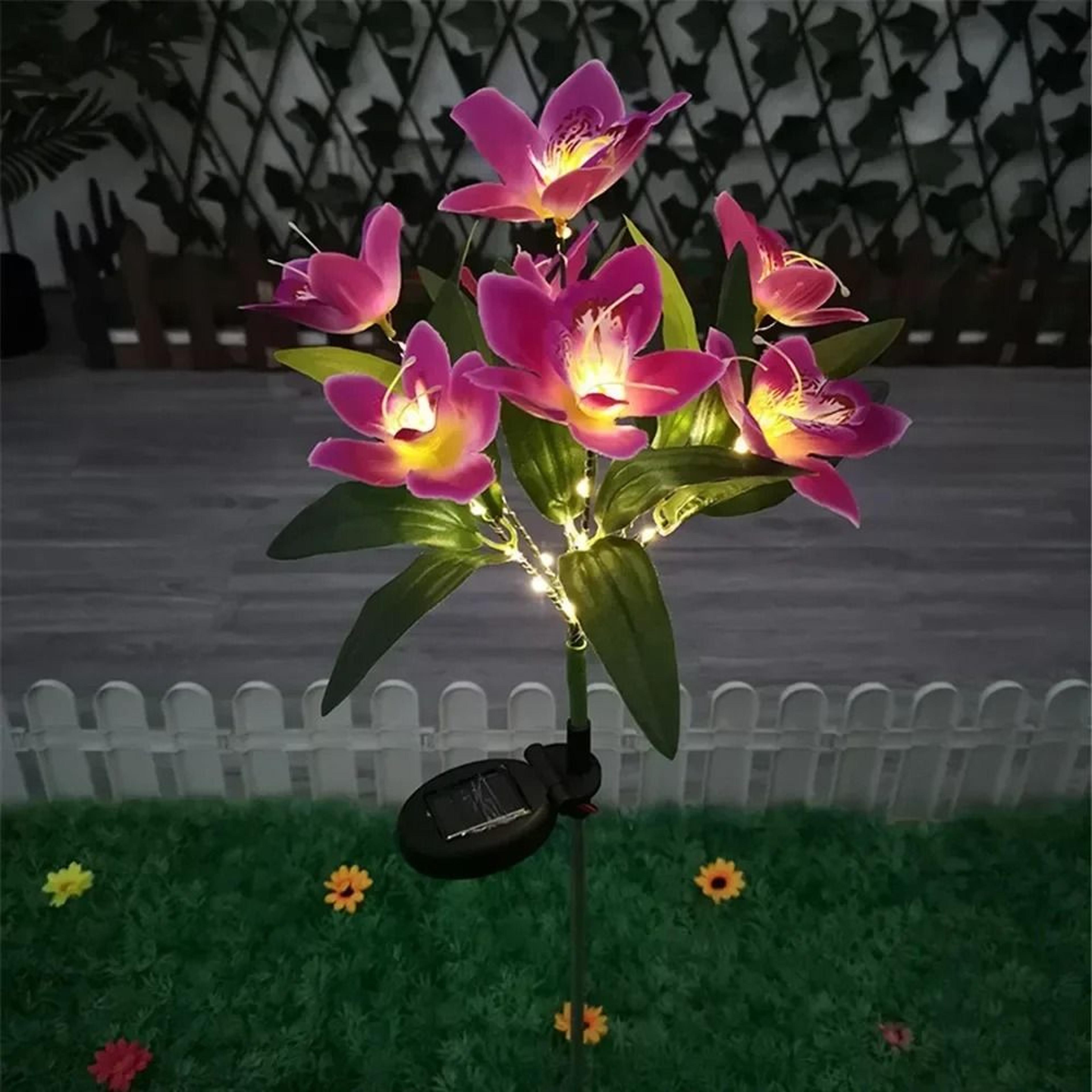 Solar Orchid Flower Lights Waterproof LED Garden Decor For Patio And Lawn 4