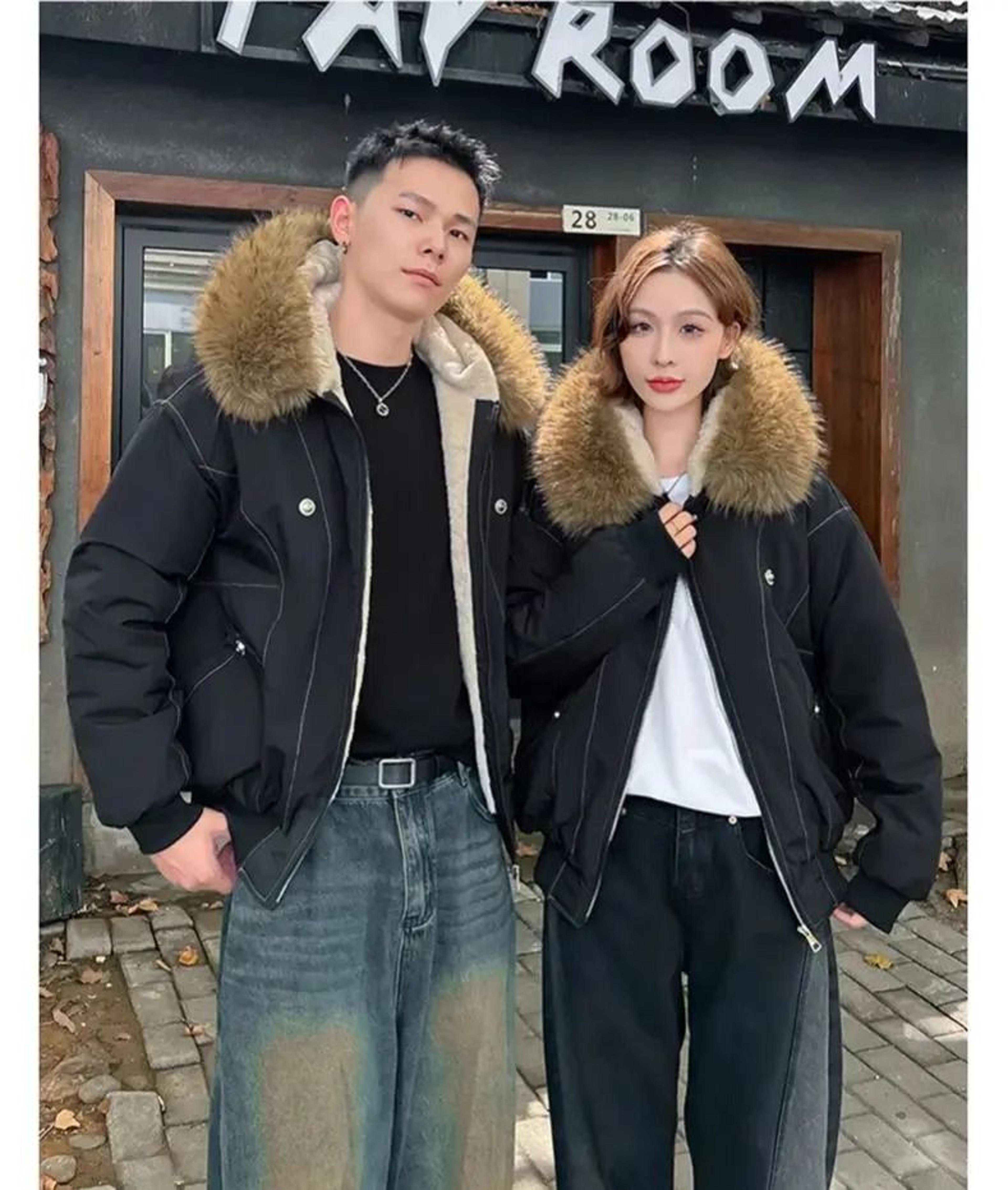 ZAROY Y2K Gothic Fur Hooded Parka Thicken Winter Streetwear Jacket 4