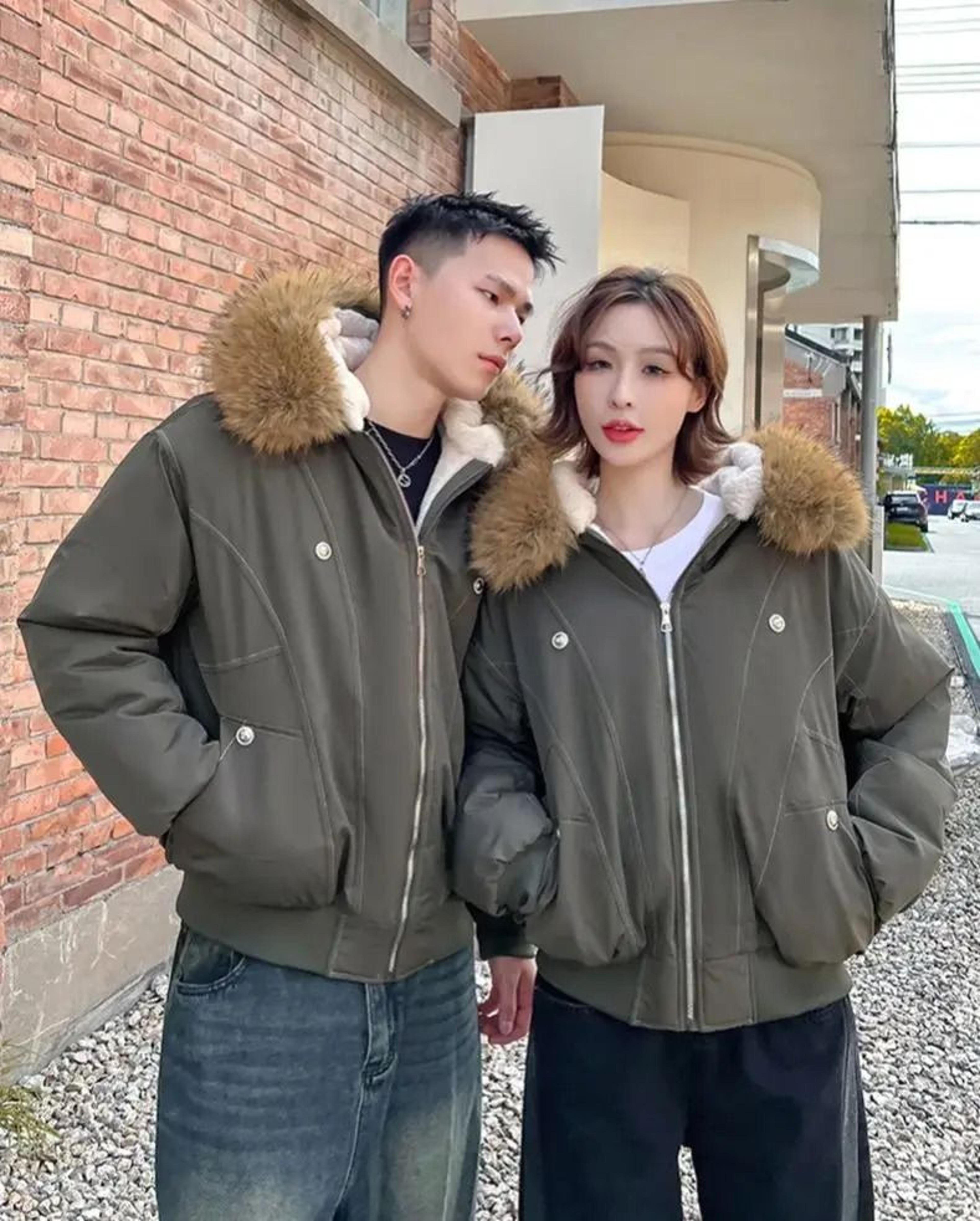 ZAROY Y2K Gothic Fur Hooded Parka Thicken Winter Streetwear Jacket 3