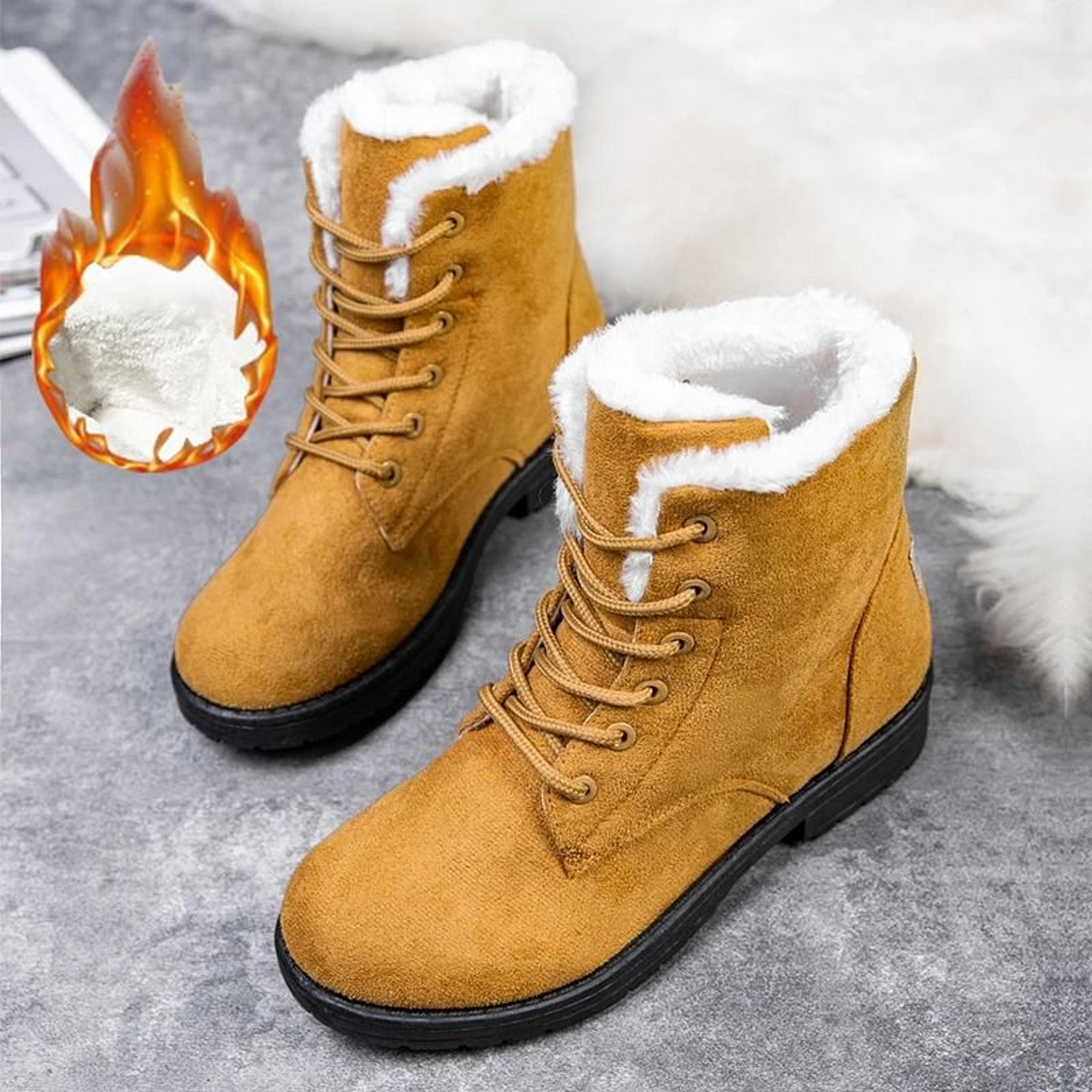 Womens Snow Platform Boots Plush Fur Lined Winter Shoes 1
