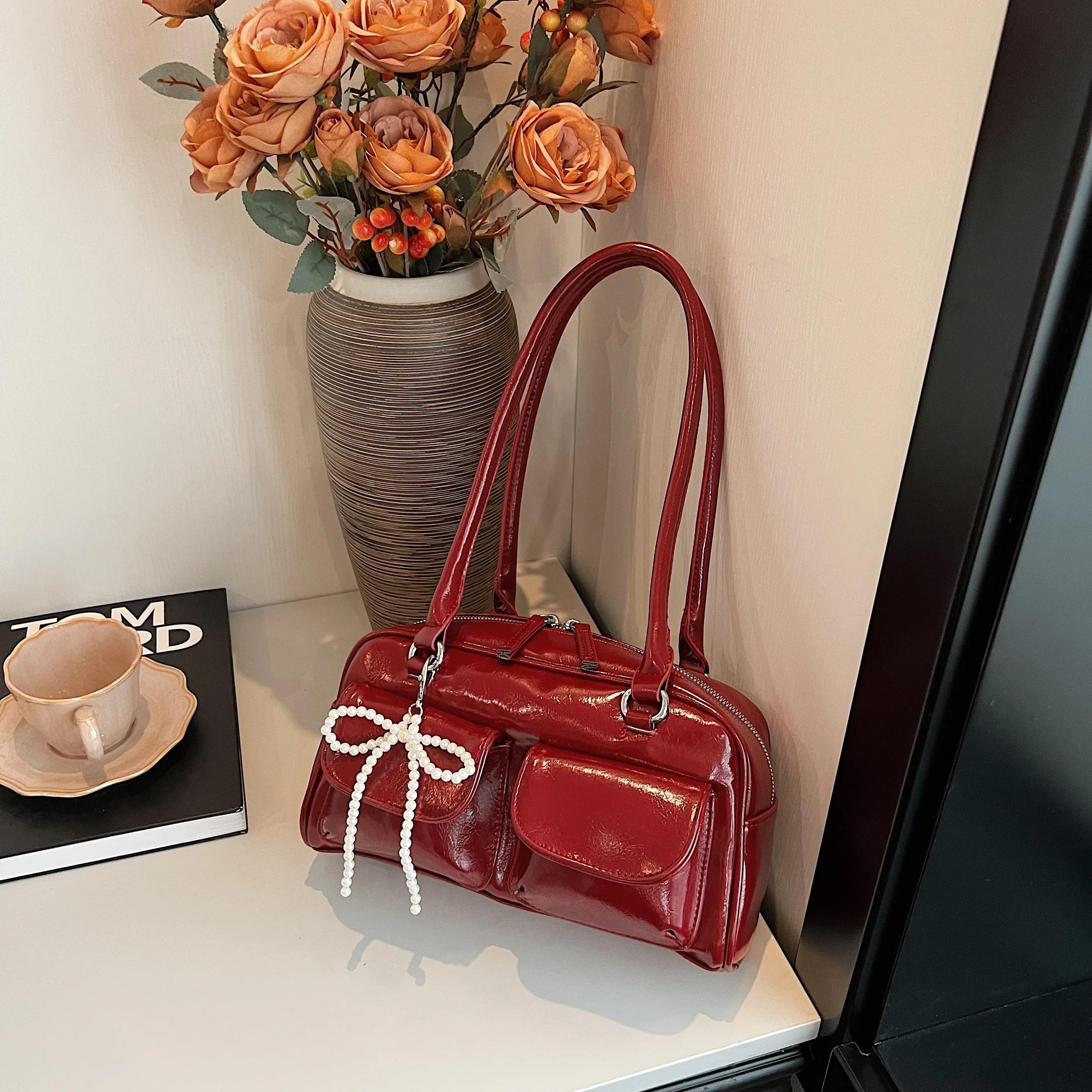 korean style underarm bow shoulder bag for women