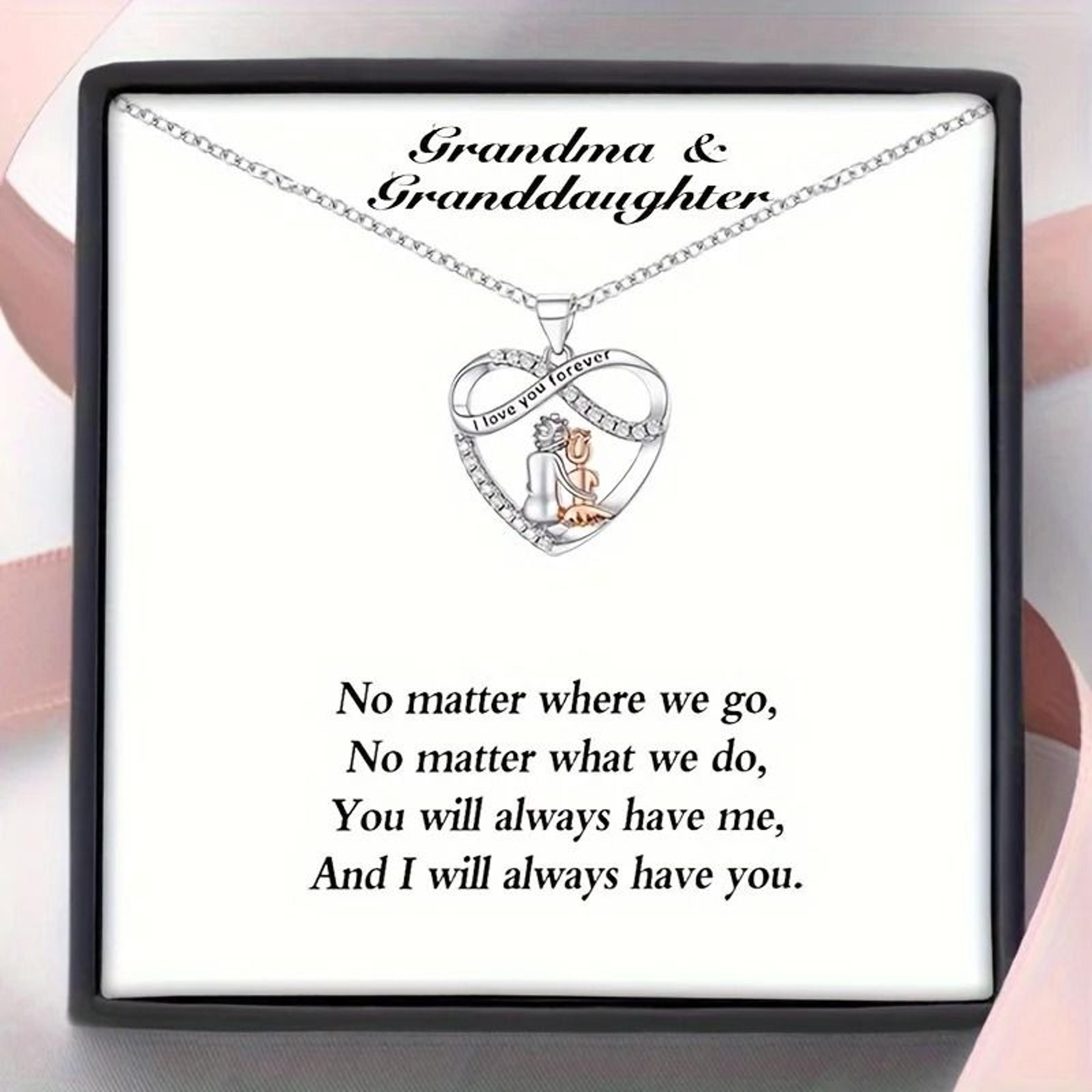 EndlessLove Grandma Granddaughter Necklace Zirconia Heart Pendant Gift 1