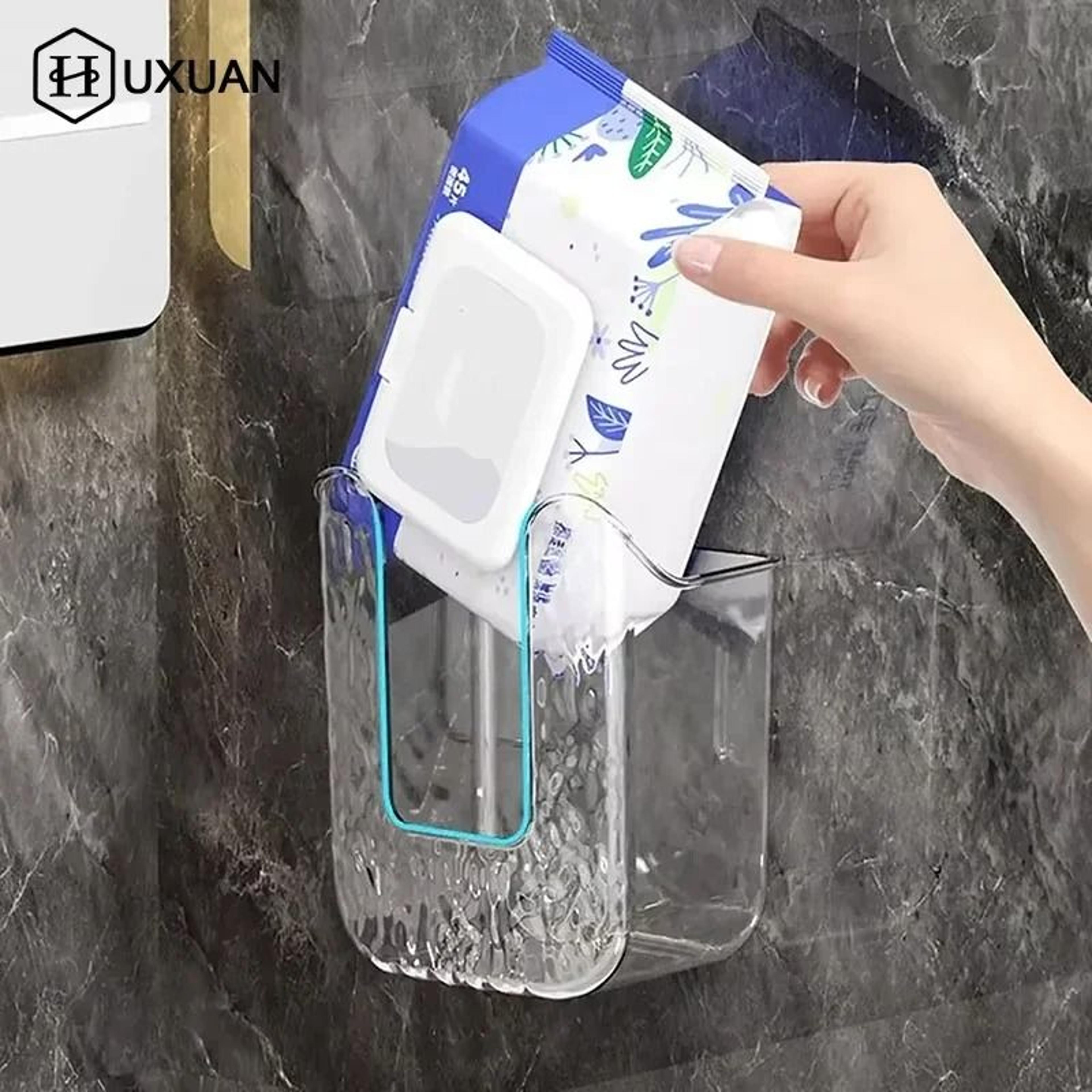 Wall Mounted Tissue Box Organizer With Large Opening Bathroom Tissue Holder 4