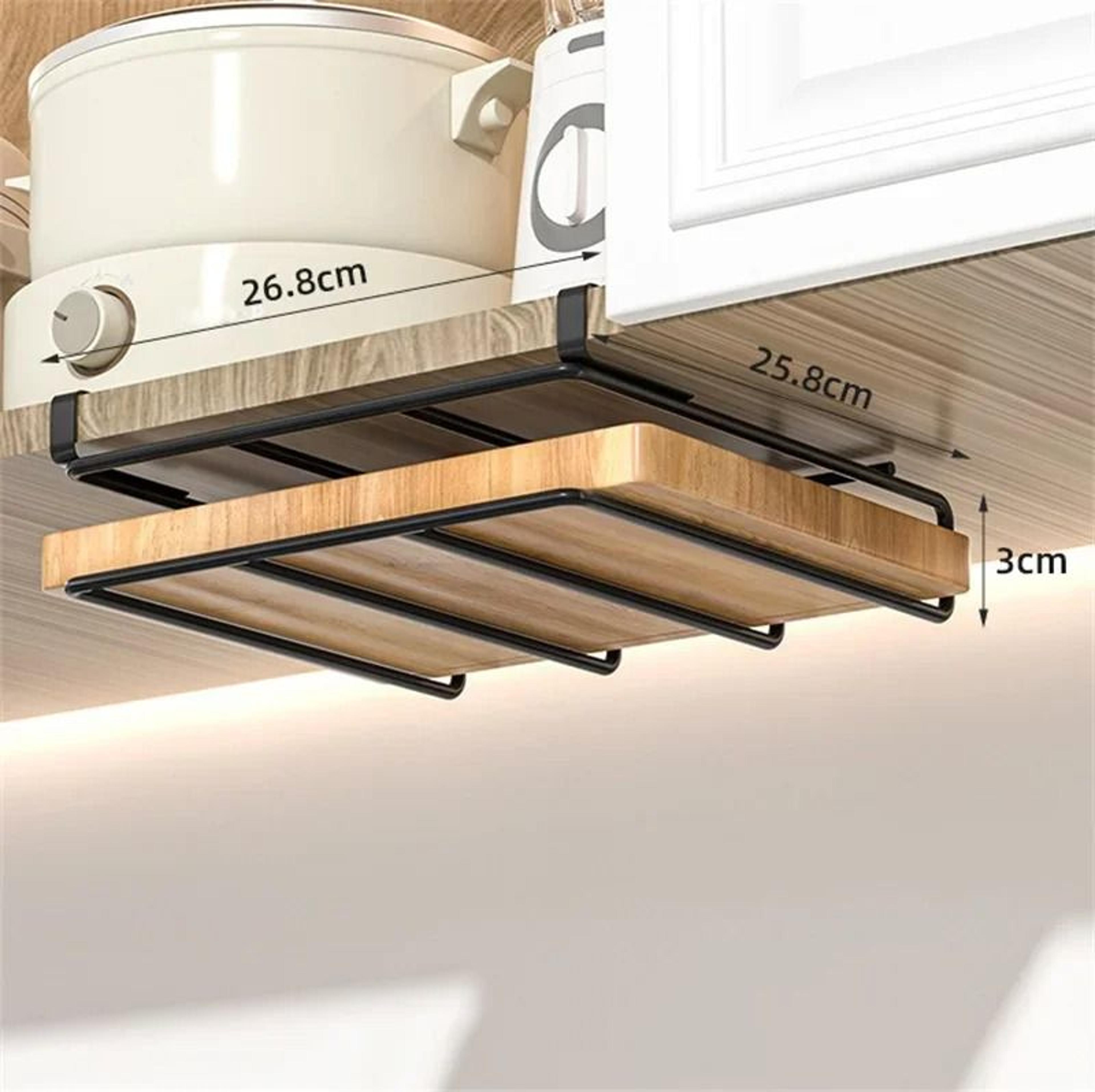 Stainless Steel Kitchen Hanging Organizer Rack With Hooks And Cutting Board Holder 1
