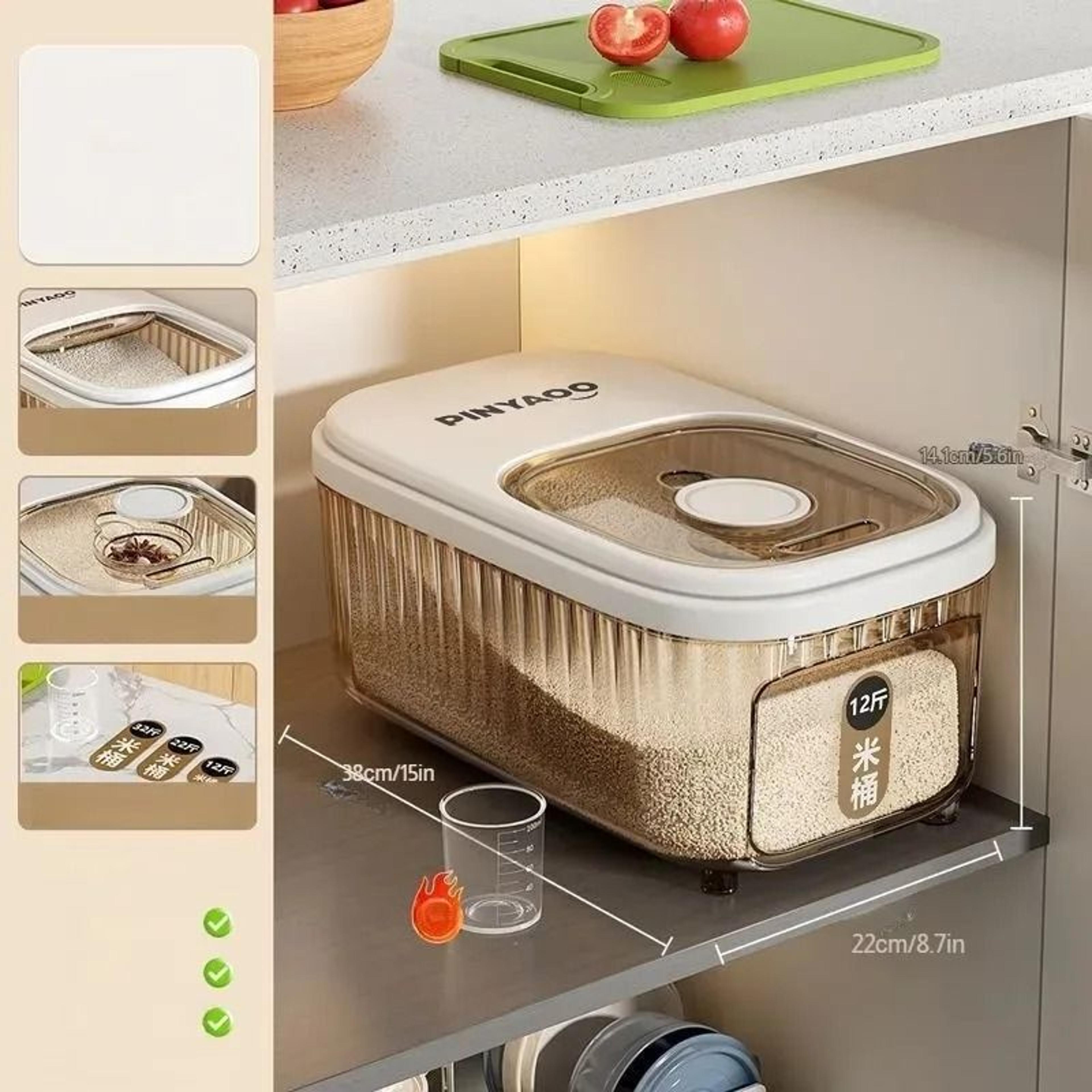 Large Capacity Airtight Rice Storage Container With Sliding Lid 5