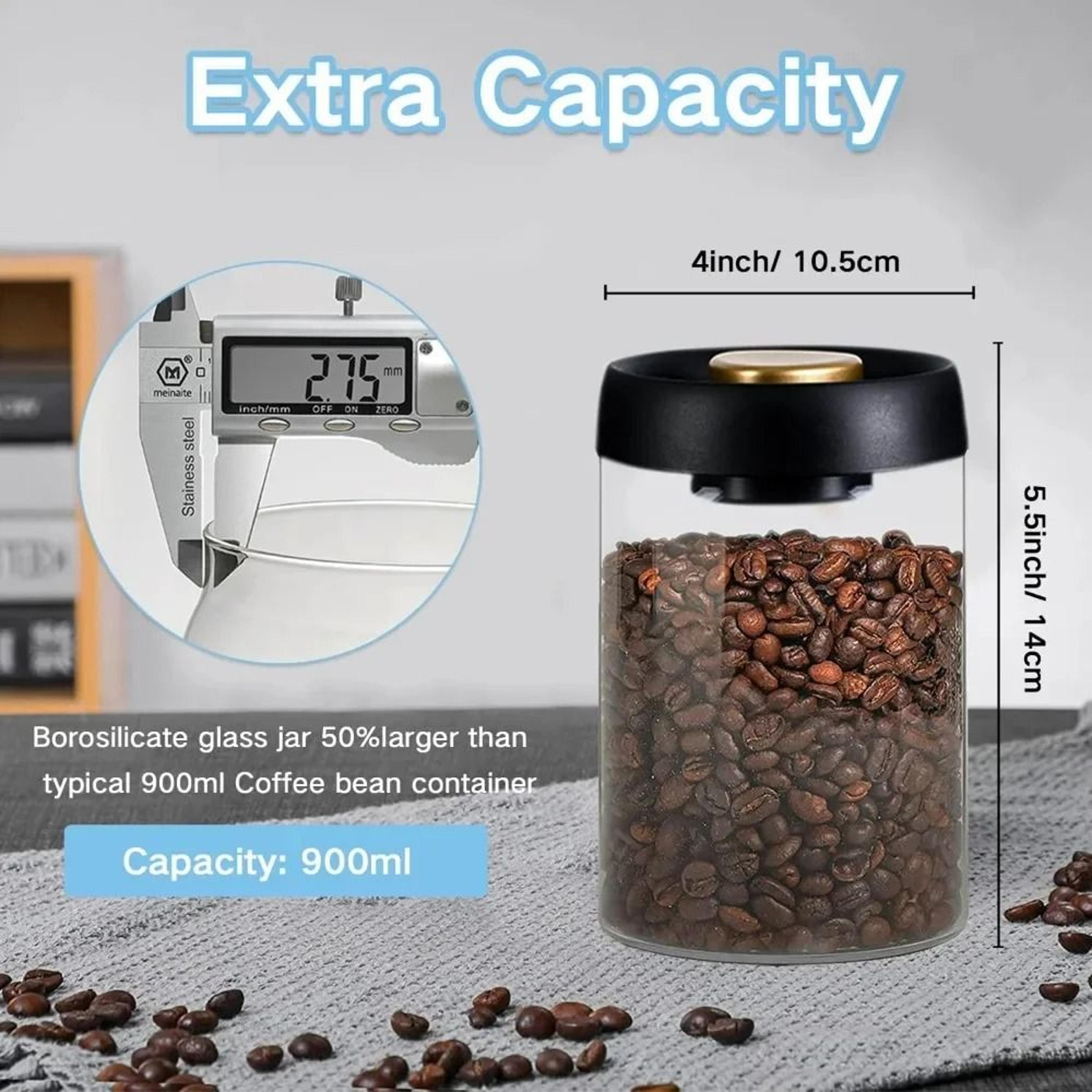 Vacuum Sealed Coffee Bean Storage Container Airtight Glass Coffee Jar 6