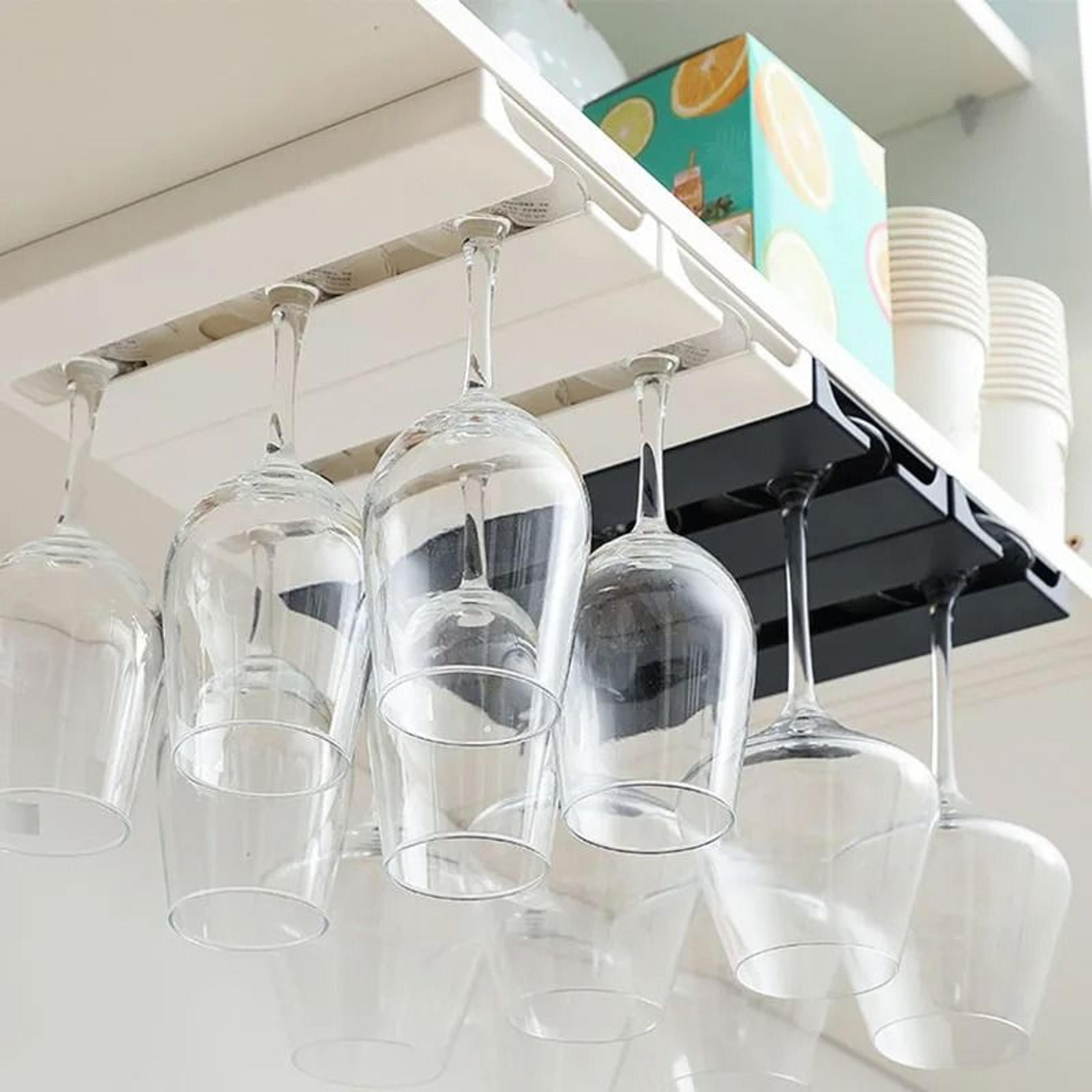 Space Saving Wine Glass Holder Rack Under Cabinet Stemware Organizer 8