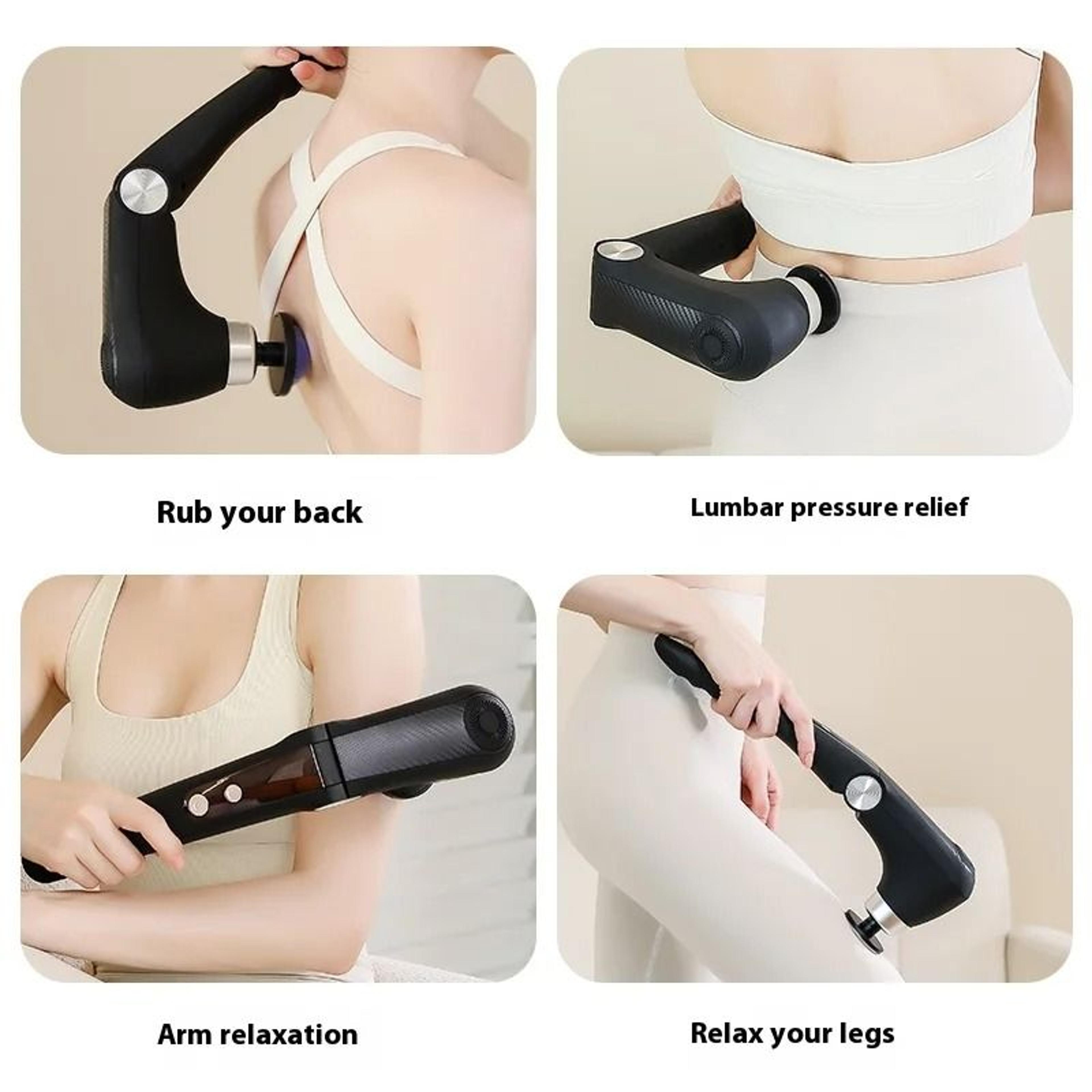 FlexRelief Foldable Massage Gun Portable Deep Tissue Percussion Massager With Heat Cold Therapy And 3