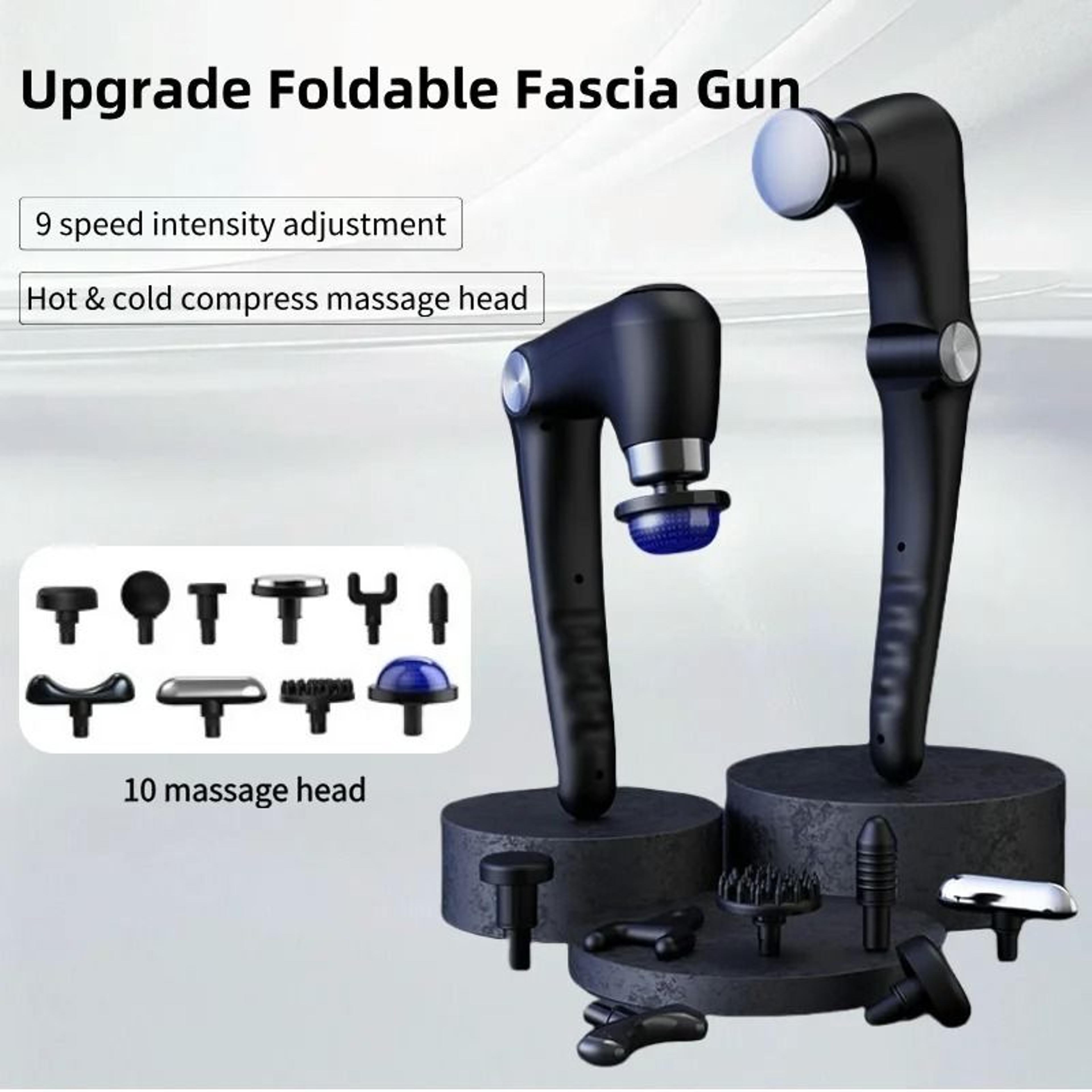FlexRelief Foldable Massage Gun Portable Deep Tissue Percussion Massager With Heat Cold Therapy And 8