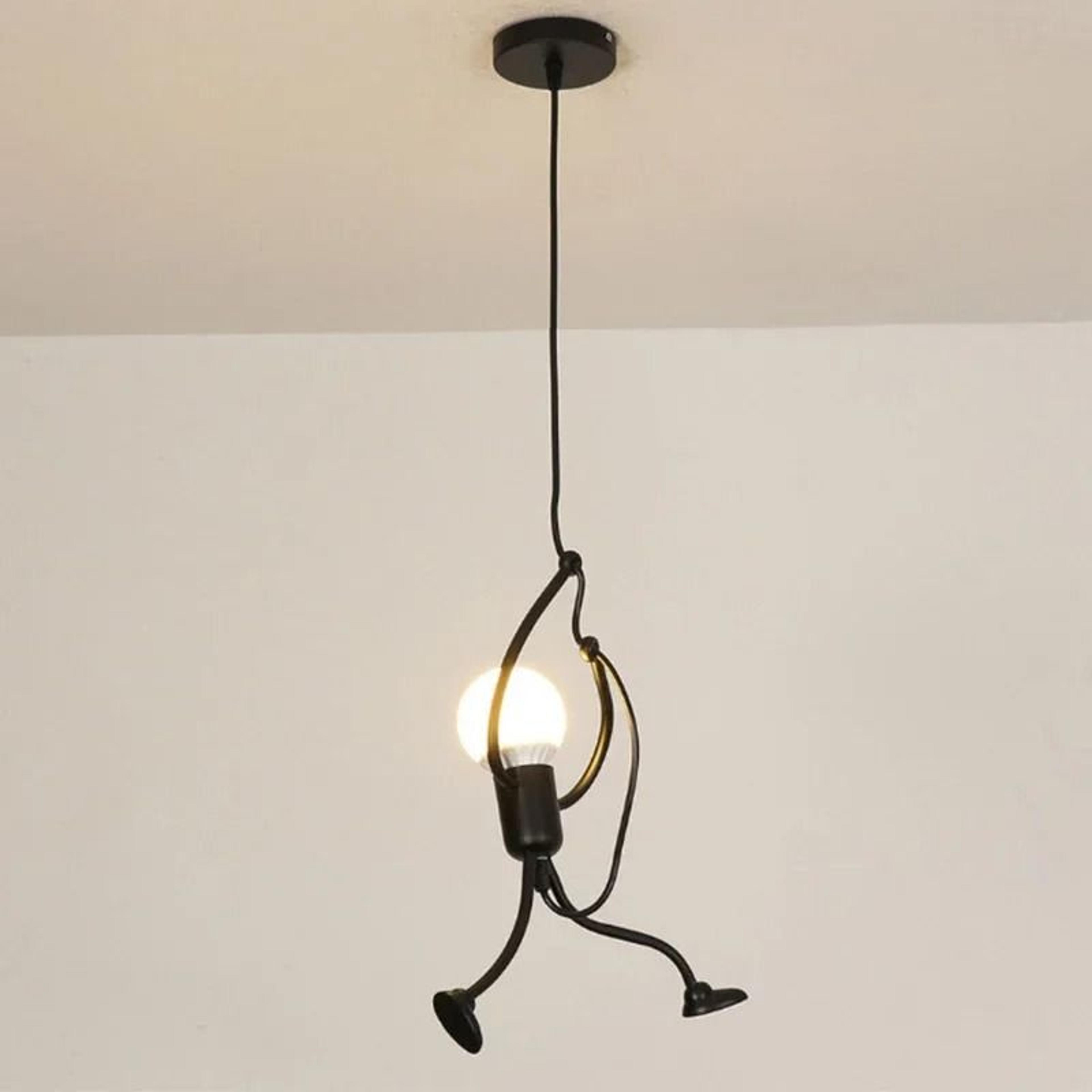 Creative Little Man Pendant Light Vintage Iron E27 Ceiling Lamp 6