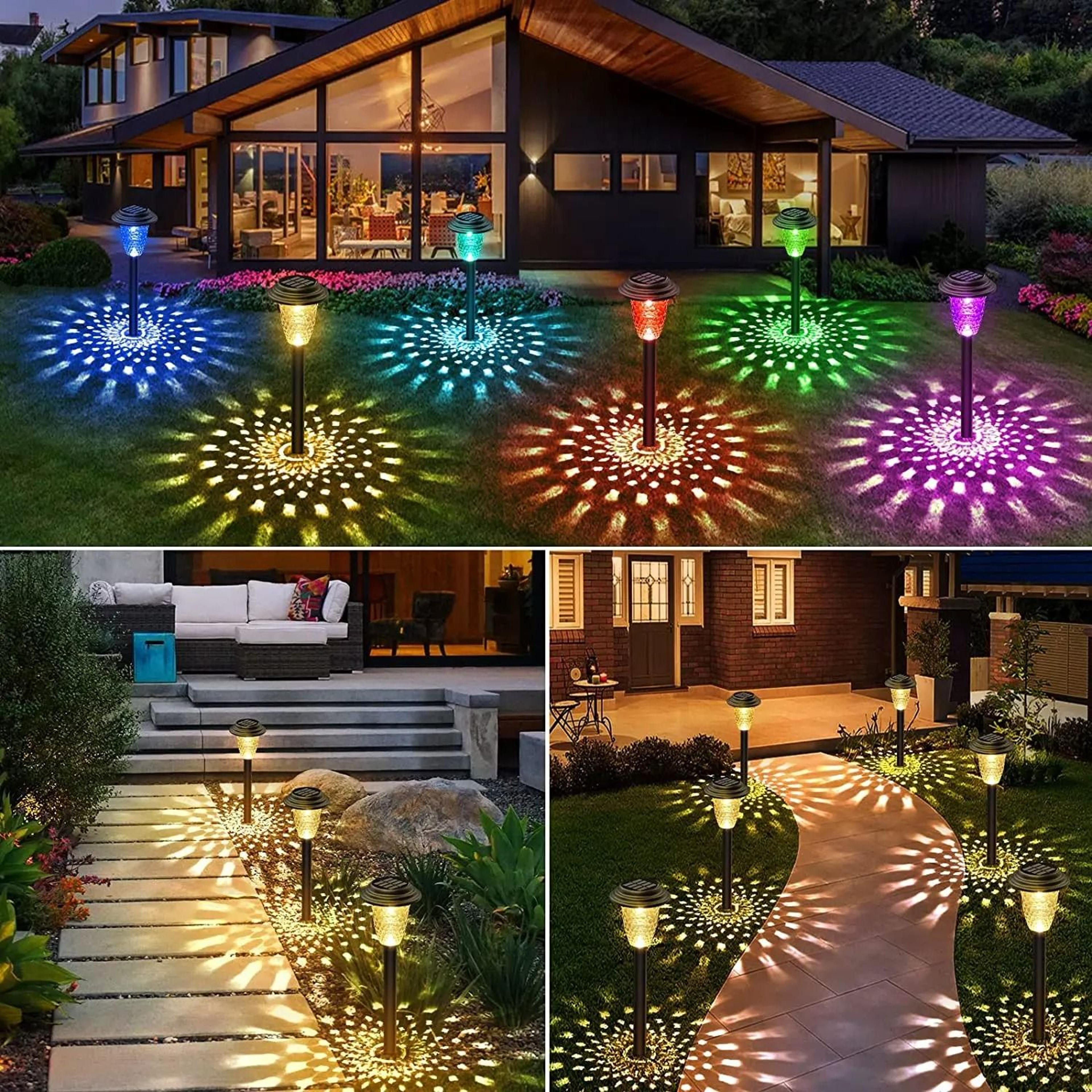 color changing solar pathway lights waterproof led garden path lights
